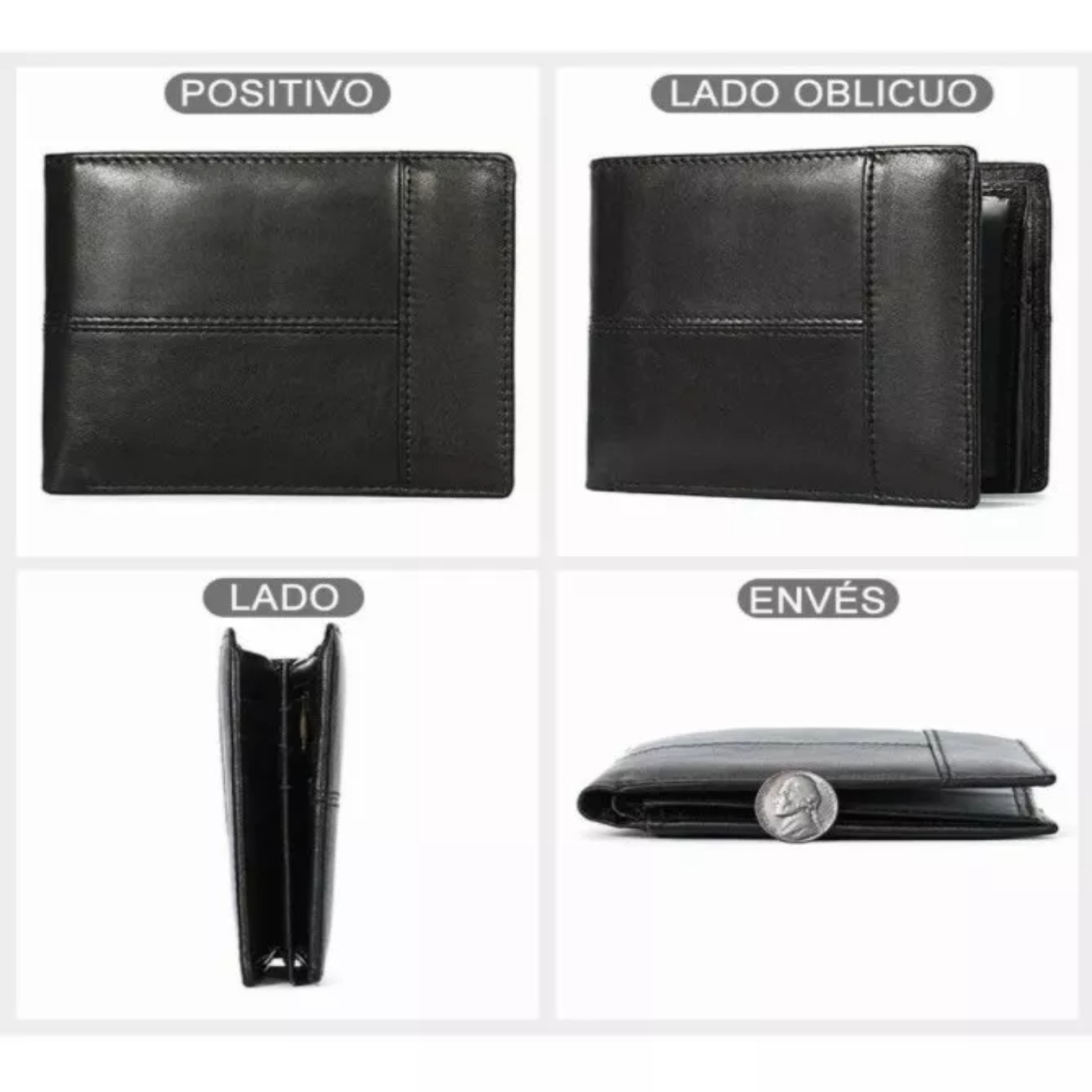 Cartera Hombre Piel Genuina Cartera Antirrobo Rfid