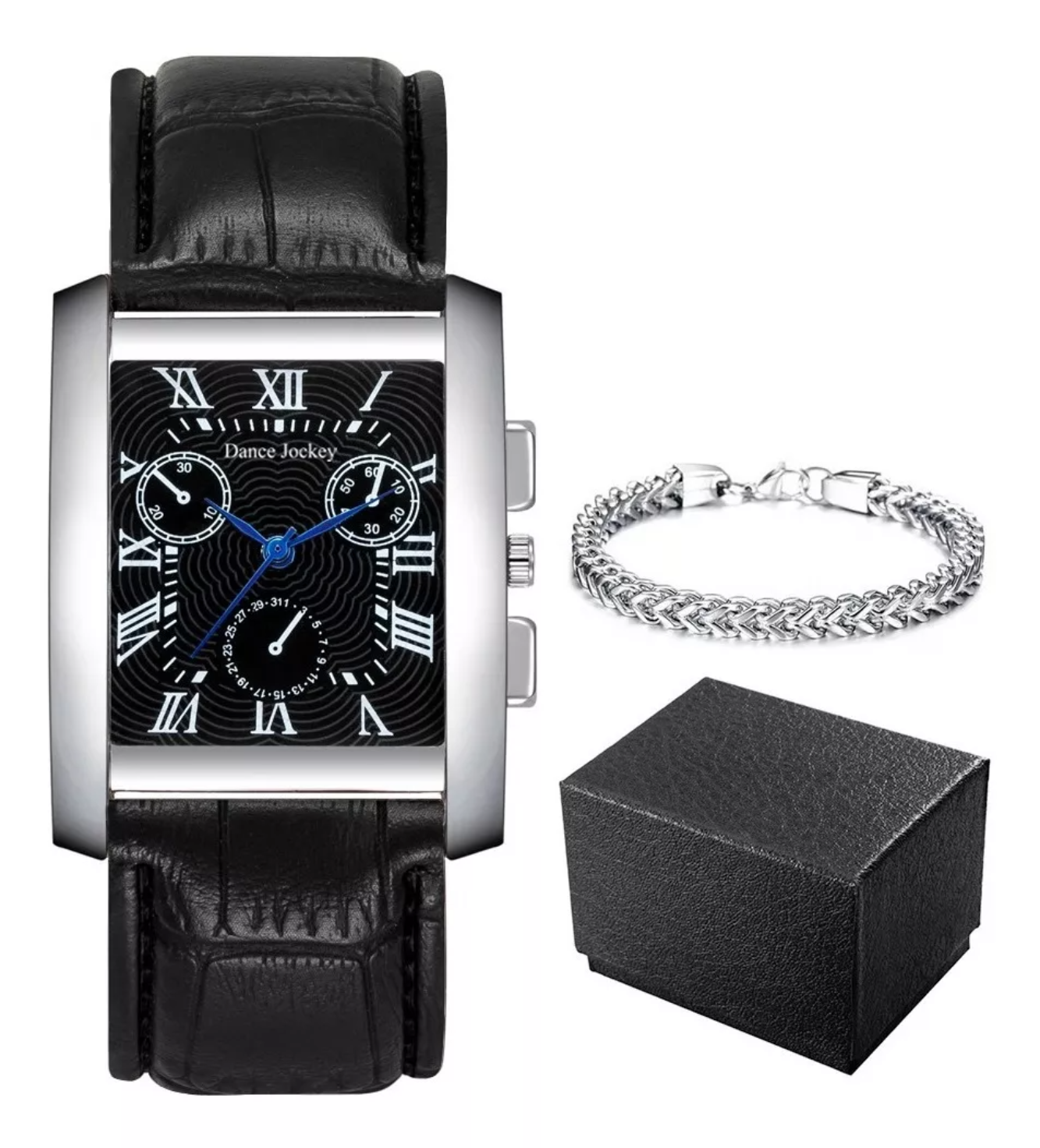 Set De Reloj Pulsera Y Pulsera Para Hombre Con Caja, 3 Pzs.