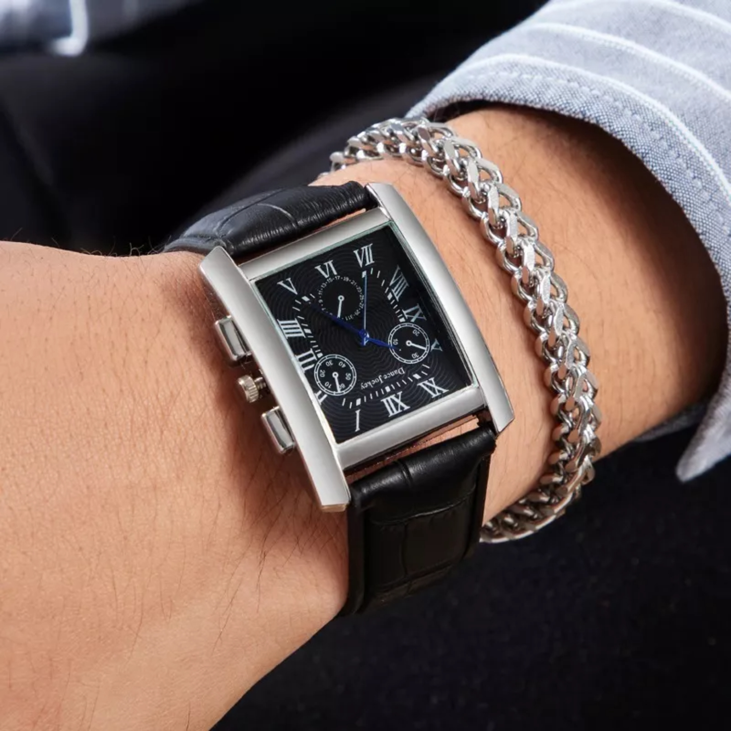 Set De Reloj Pulsera Y Pulsera Para Hombre Con Caja, 3 Pzs.