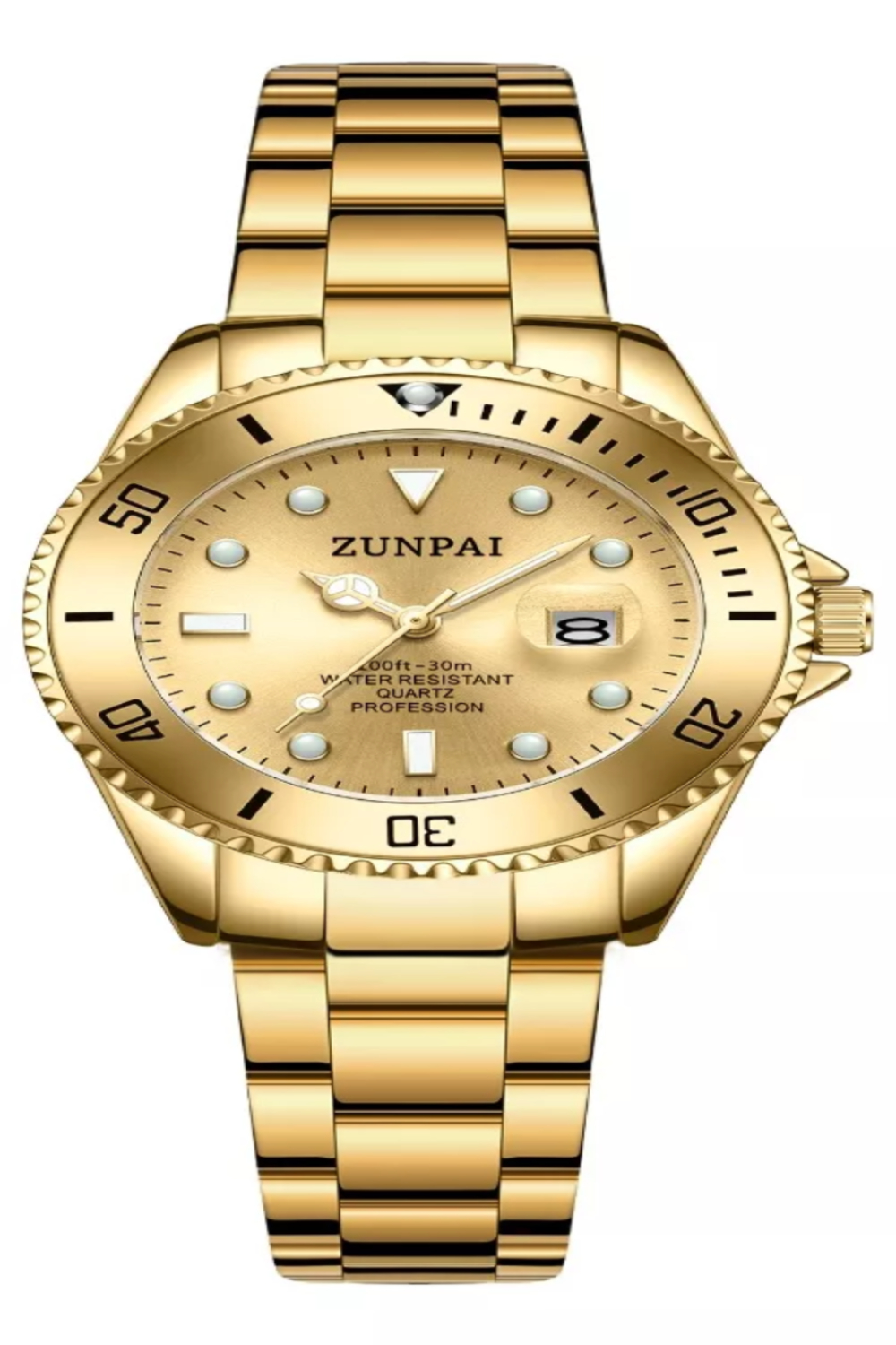 Zunpai Original Reloj De Mujer Moda Dorado Acero Inoxidable