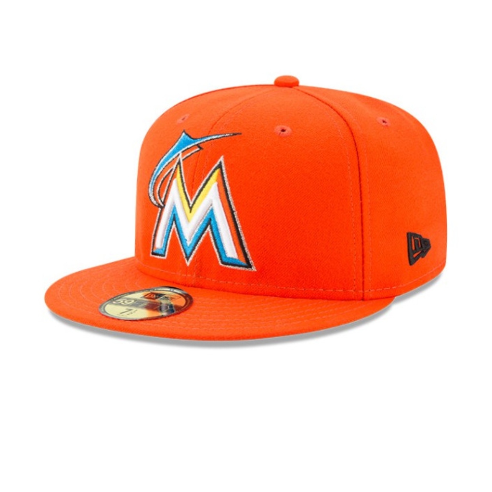 Gorra New Era Miami Florida 59fifty Cerrada Naranja 70360936