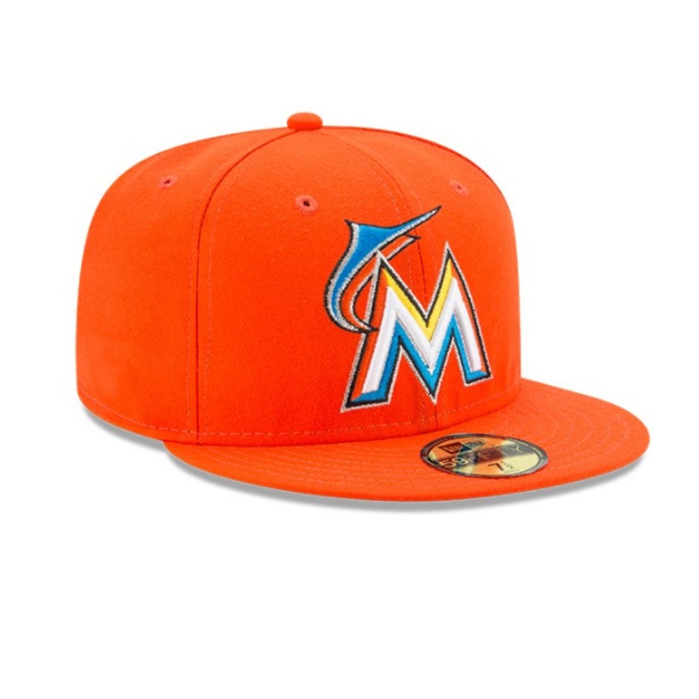 Gorra New Era Miami Florida 59fifty Cerrada Naranja 70360936