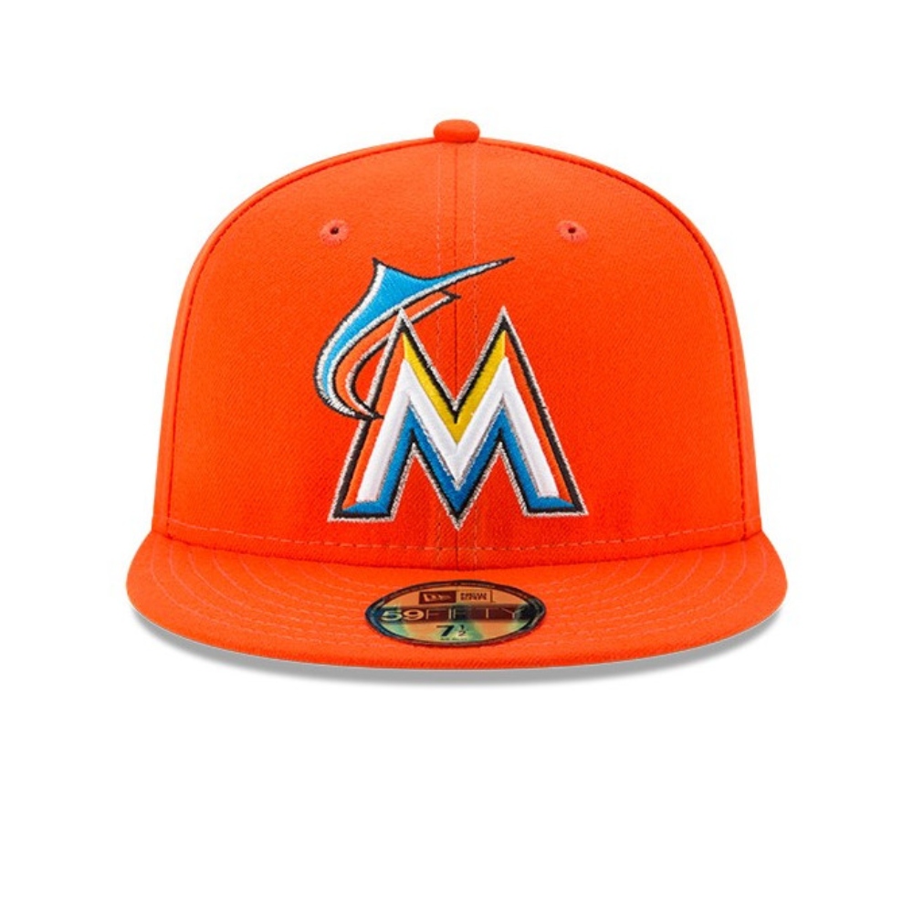 Gorra New Era Miami Florida 59fifty Cerrada Naranja 70360936