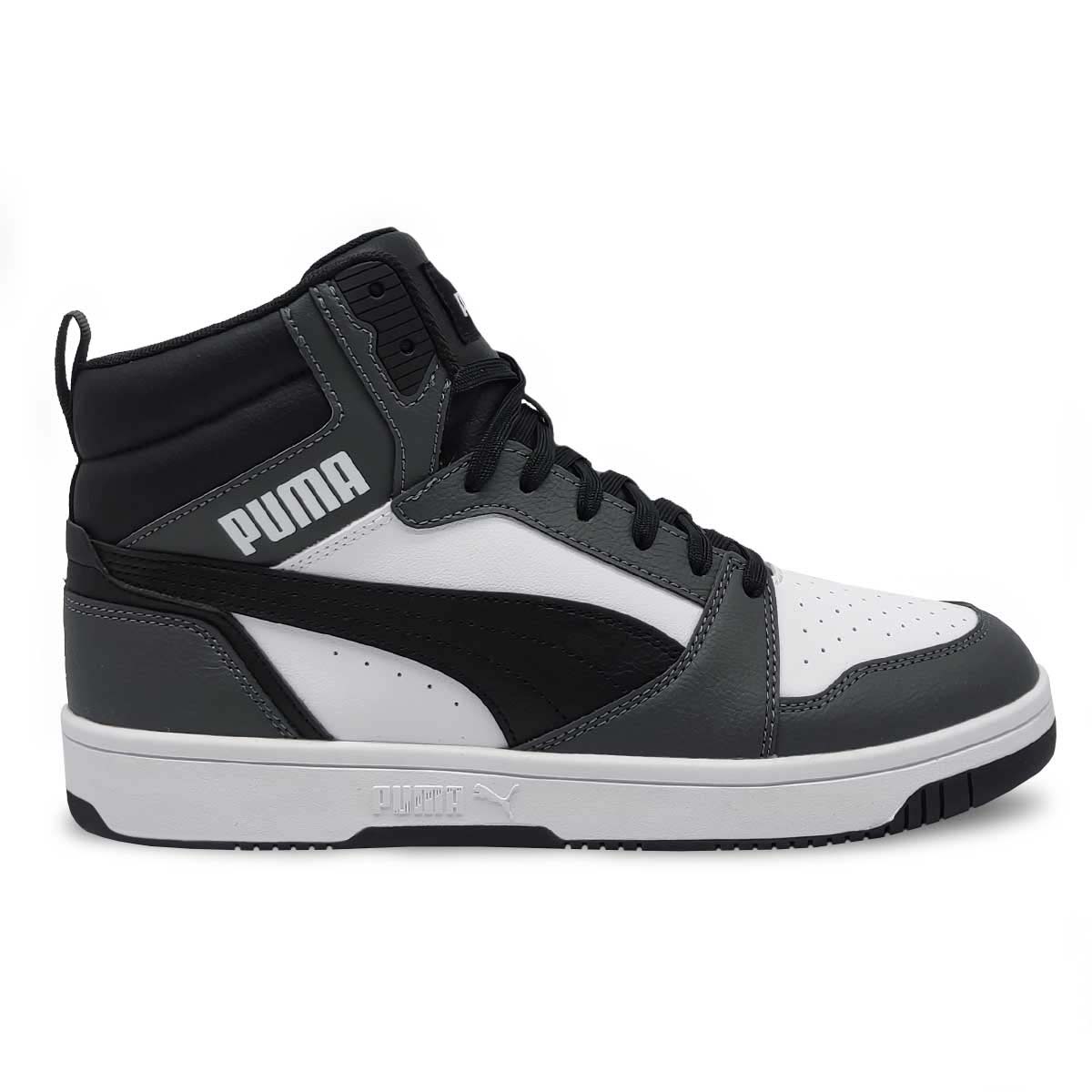 Tenis Puma Rebound V6 Blanco Negro Gris Bota Hombre Casuales Originales