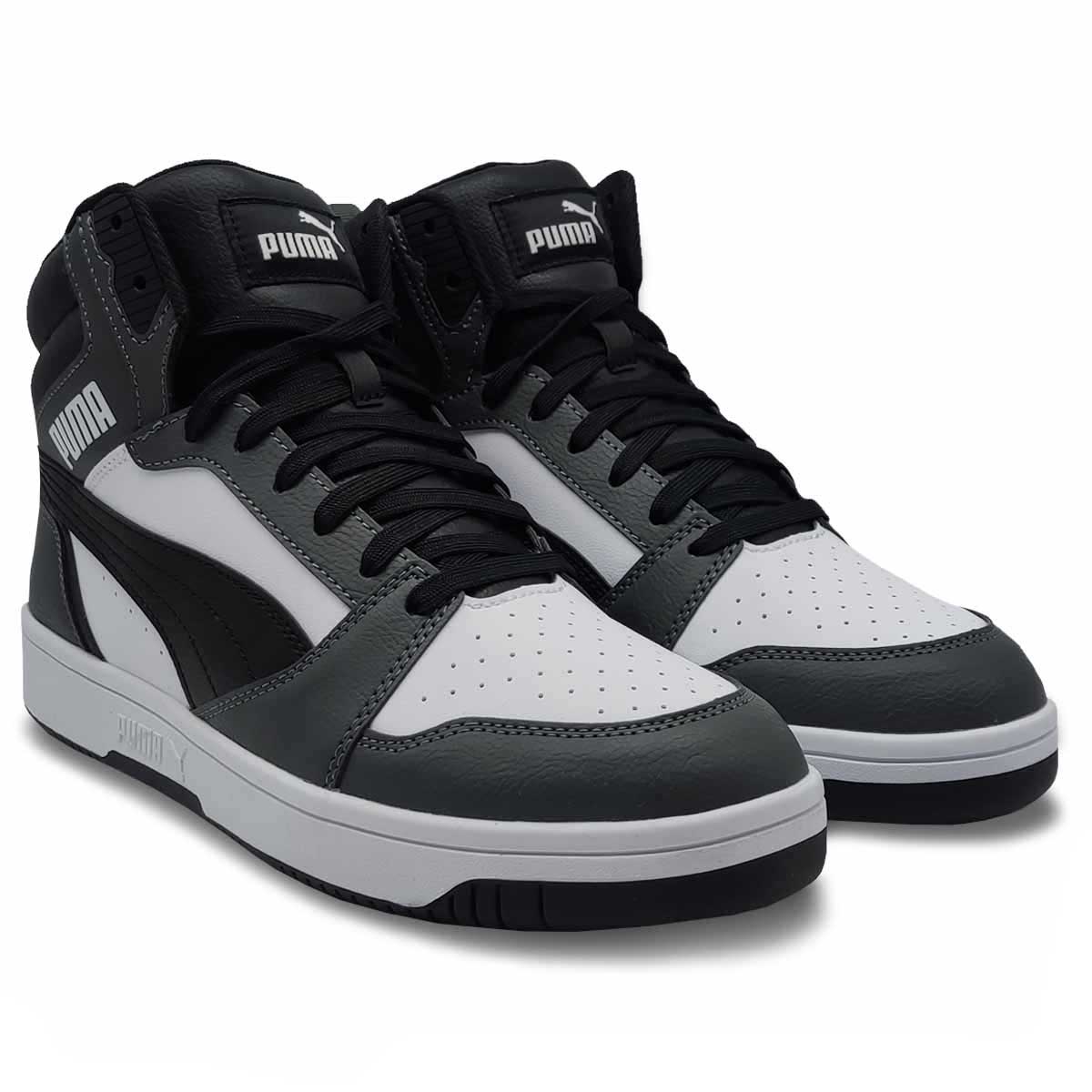 Tenis Puma Rebound V6 Blanco Negro Gris Bota Hombre Casuales Originales