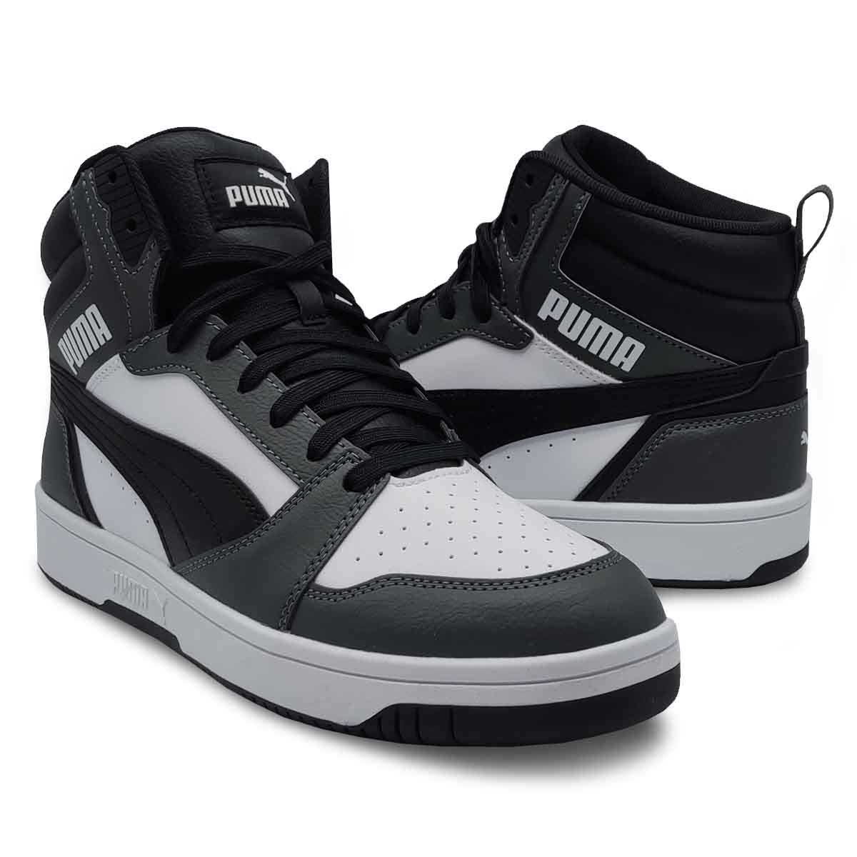 Tenis Puma Rebound V6 Blanco Negro Gris Bota Hombre Casuales Originales