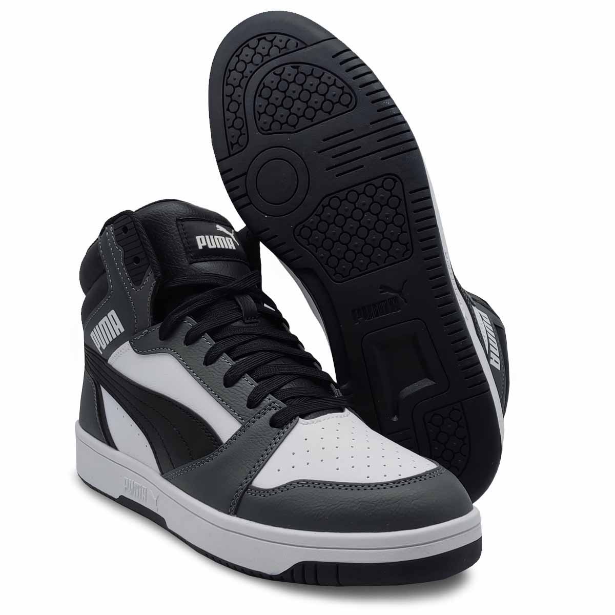 Tenis Puma Rebound V6 Blanco Negro Gris Bota Hombre Casuales Originales