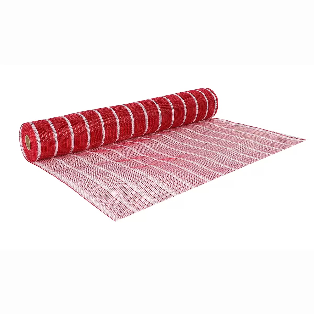 Cinta de Malla de poliéster Decorativa para Navidad, Bodas y Fiestas (guirnaldas, Coronas y árbol de Navidad), 9.1 m x 52 cm, Rojo - Blanco (2 Rollos)