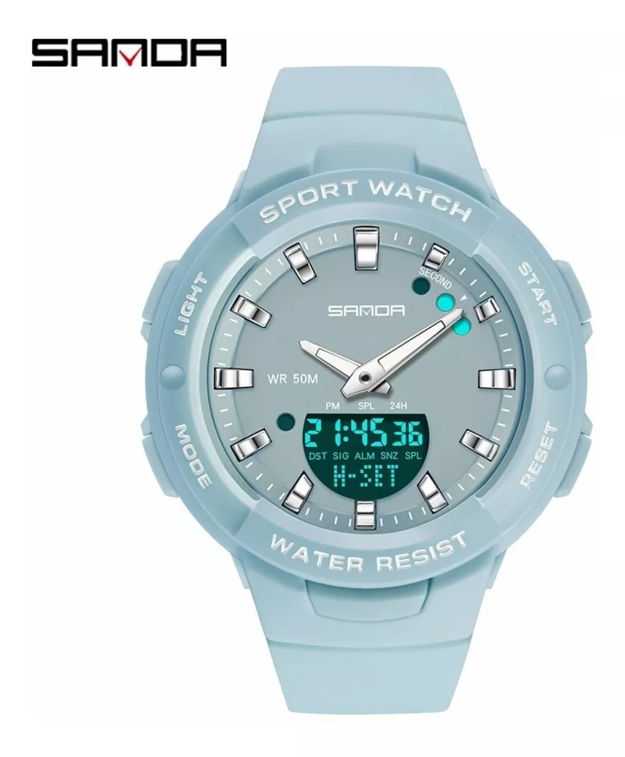 Reloj Sanda 6005 Moda Calendario Luminoso Impermeable Mujer