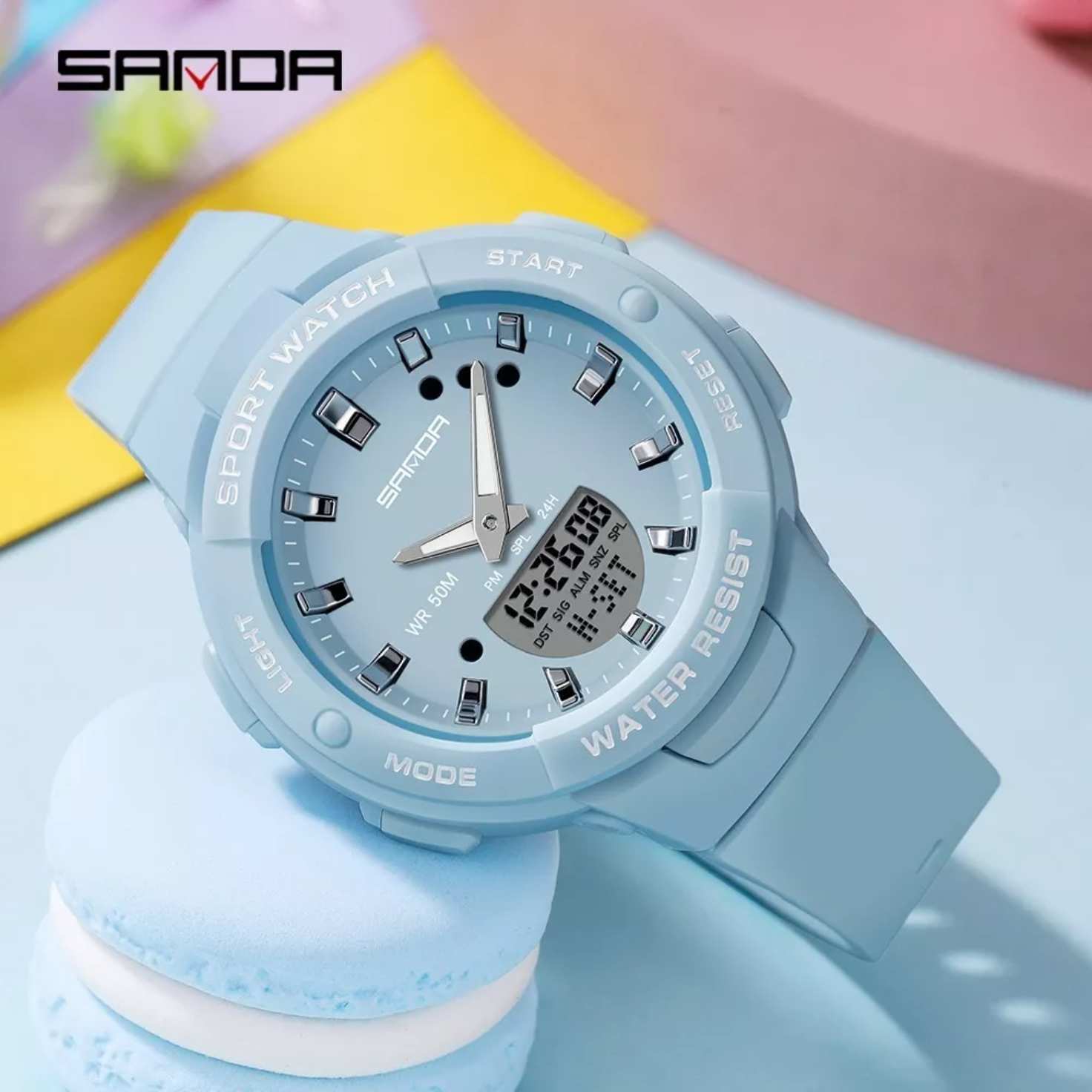 Reloj Sanda 6005 Moda Calendario Luminoso Impermeable Mujer