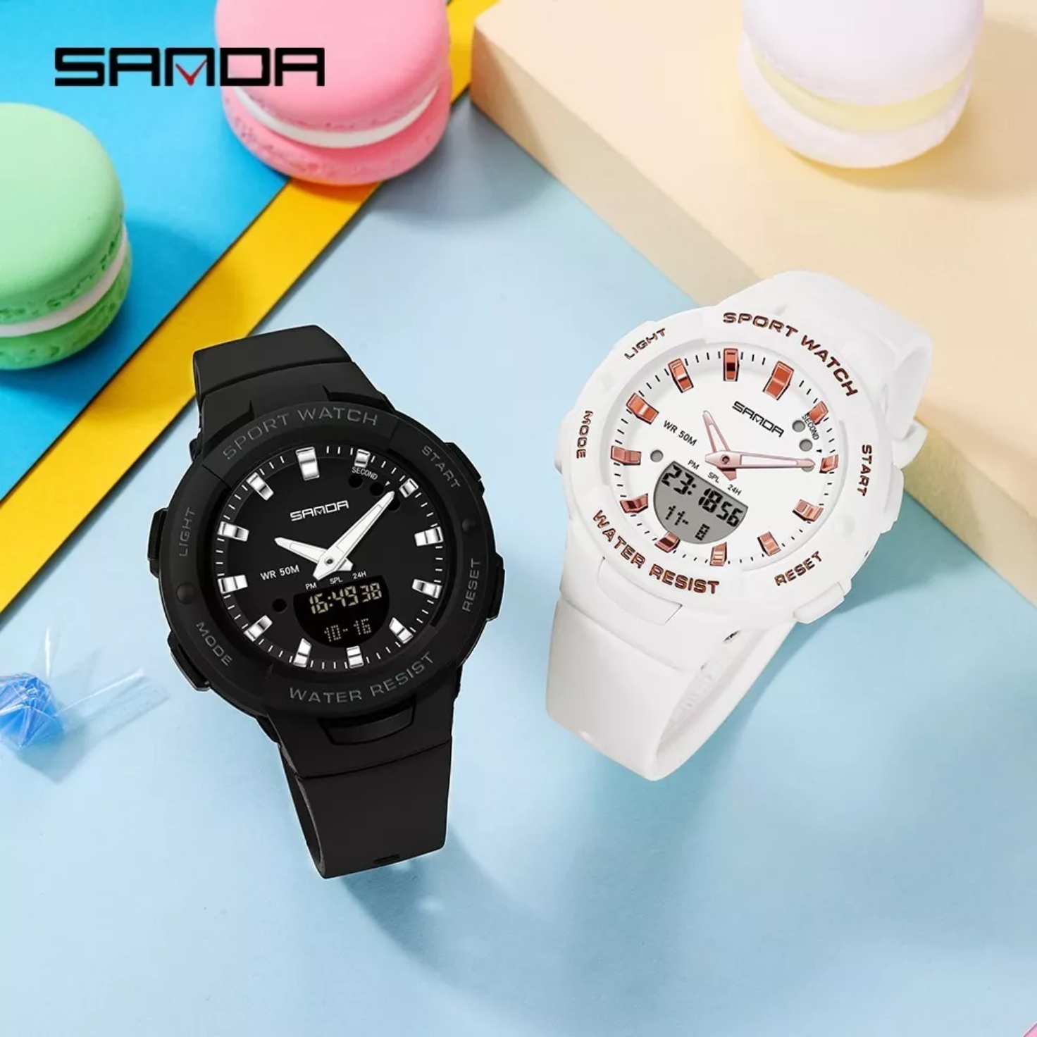 Reloj Sanda 6005 Moda Calendario Luminoso Impermeable Mujer