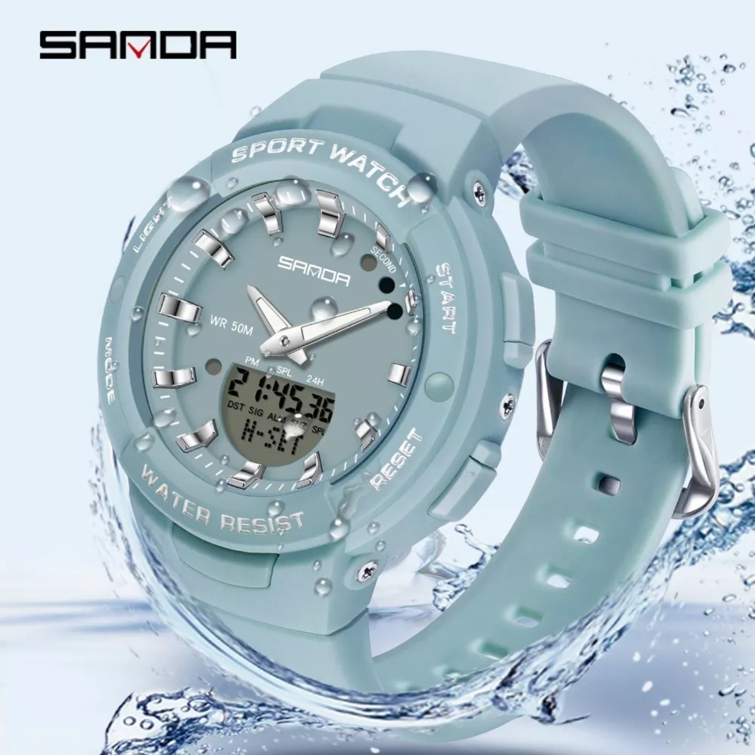 Reloj Sanda 6005 Moda Calendario Luminoso Impermeable Mujer