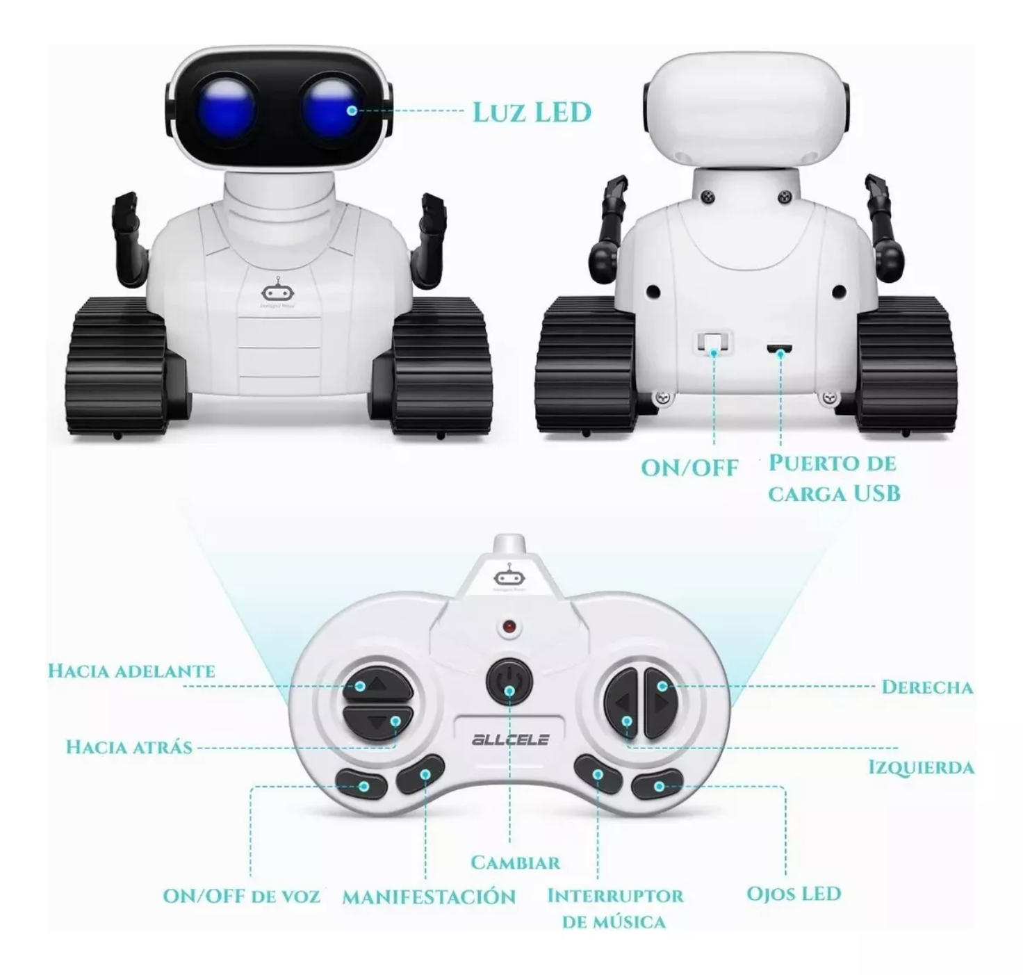 Robot Para Niños Juguetes De Control Remoto Recargables