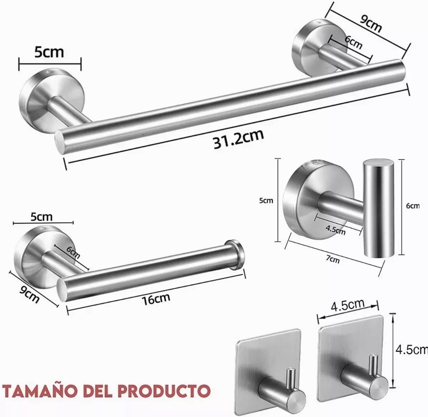 Juego De Accesorios De Baño Toalleros 304 Inoxidable 10 Pzas