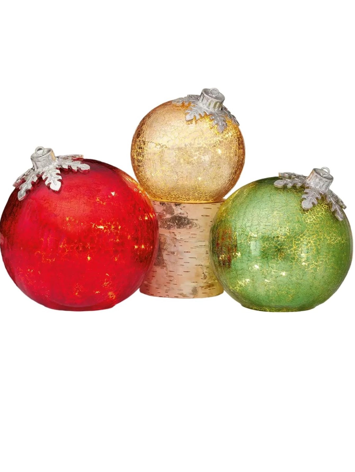 Juego de 3 Esferas Navideñas de Vidrio con Luz LED para Mesa de Centro