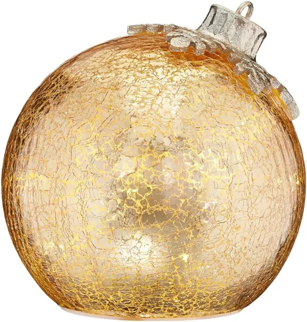 Juego de 3 Esferas Navideñas de Vidrio con Luz LED para Mesa de Centro