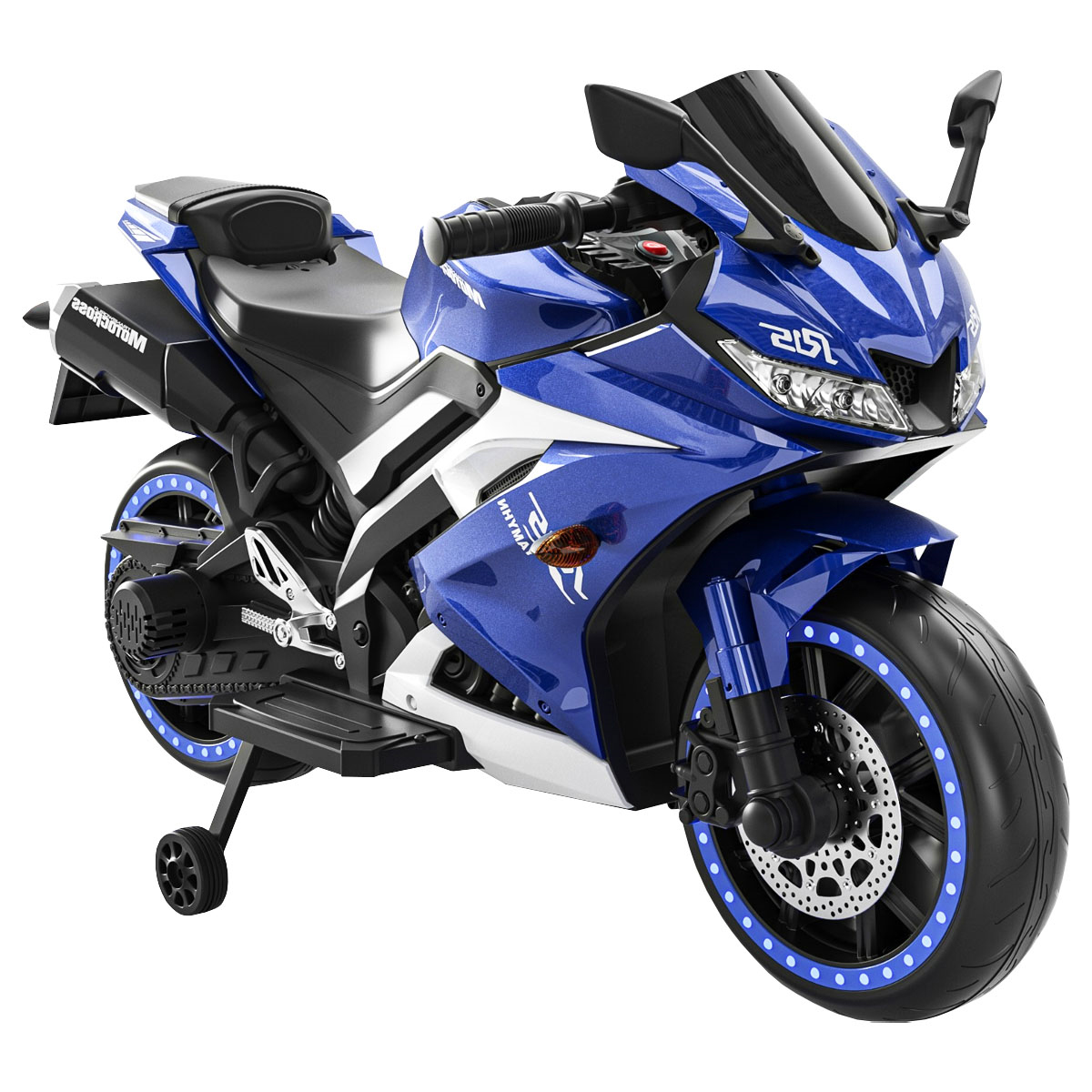 Moto Montable Deportiva Electrica R15 12V con Luces Azul