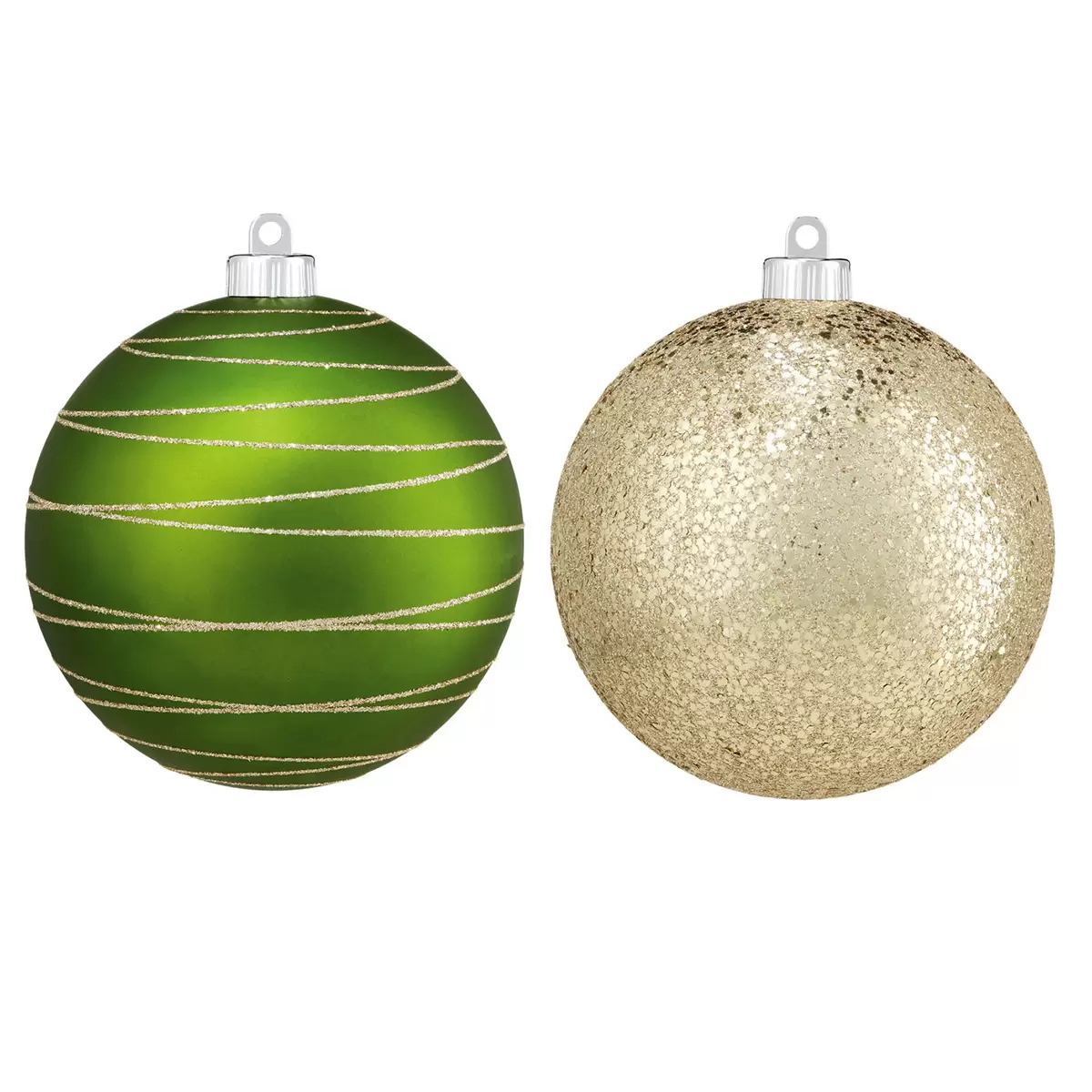 CG Hunter Holiday - Juego de esferas Decorativas - Adornos inastillables Extra Grandes - 15 cm de díametro Cada Esfera, para árbol de Navidad o Exteriores, Verde - Plata - Rojo (6 Adornos con Gancho)