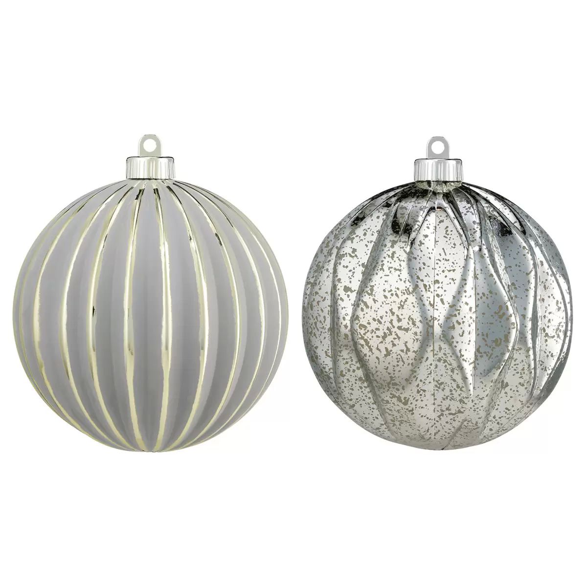 CG Hunter Holiday - Juego de esferas Decorativas - Adornos inastillables Extra Grandes - 15 cm de díametro Cada Esfera, para árbol de Navidad o Exteriores, Dorado- Blanco (6 Adornos con Gancho)