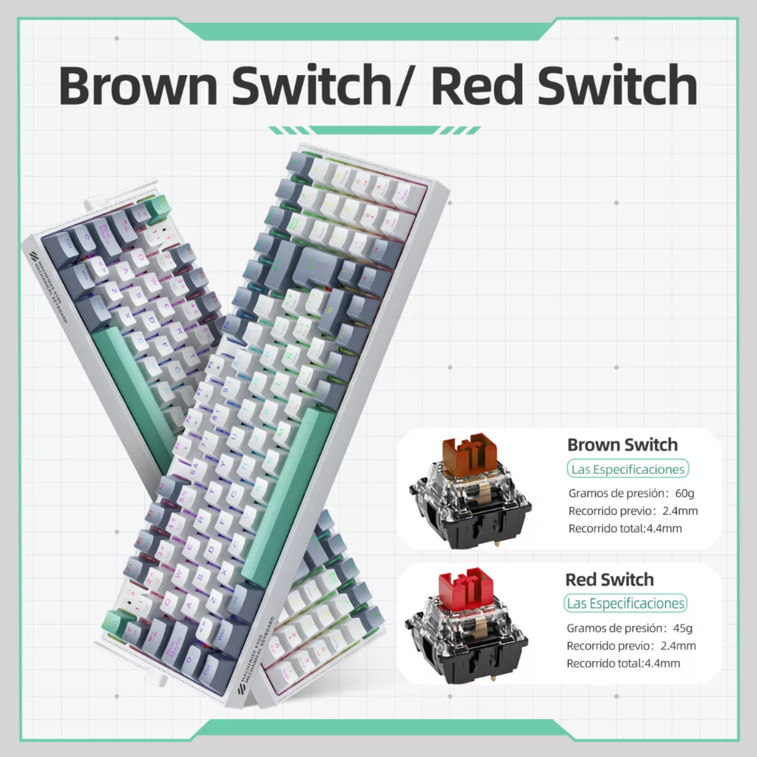 Teclado Mecánico K500 Gamer Alambrico Español Hot Swap Rgb