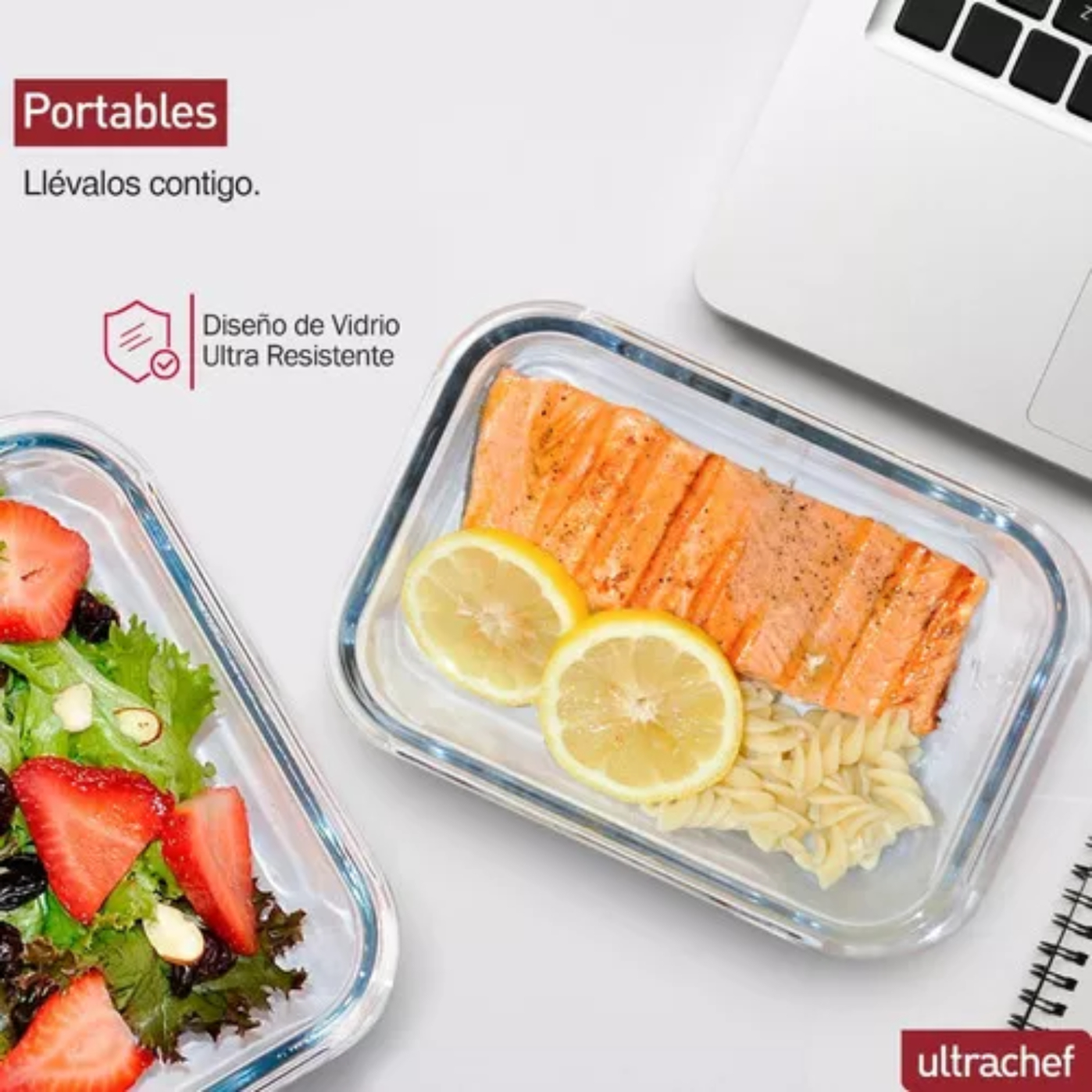 Contenedores De Vidrio Herméticos Ultrachef Juego 12 Recipientes (24 Piezas)