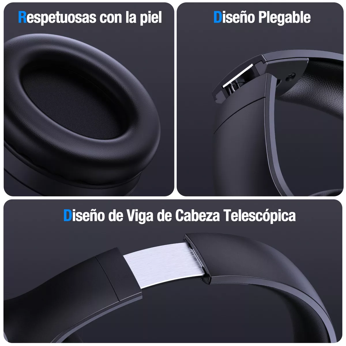 Audífonos Inalámbricos 1 hora AUT202N Bluetooth 5.1 De Diadema Bluetooth Plegable 33 horas de tiempo de juego con micrófono Manos Libre Color Negro