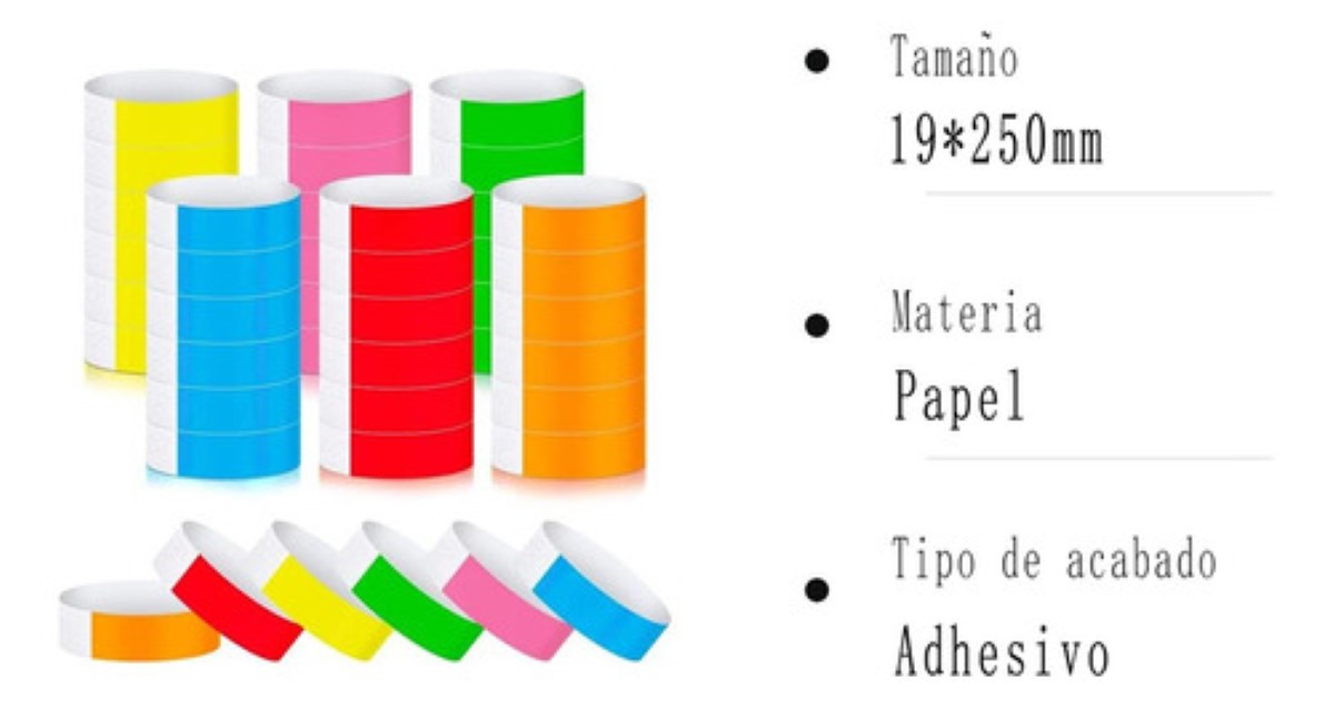 Pulsera De Papel/identificación Para Eventos Pulseras 600pcs MULTICOLOR