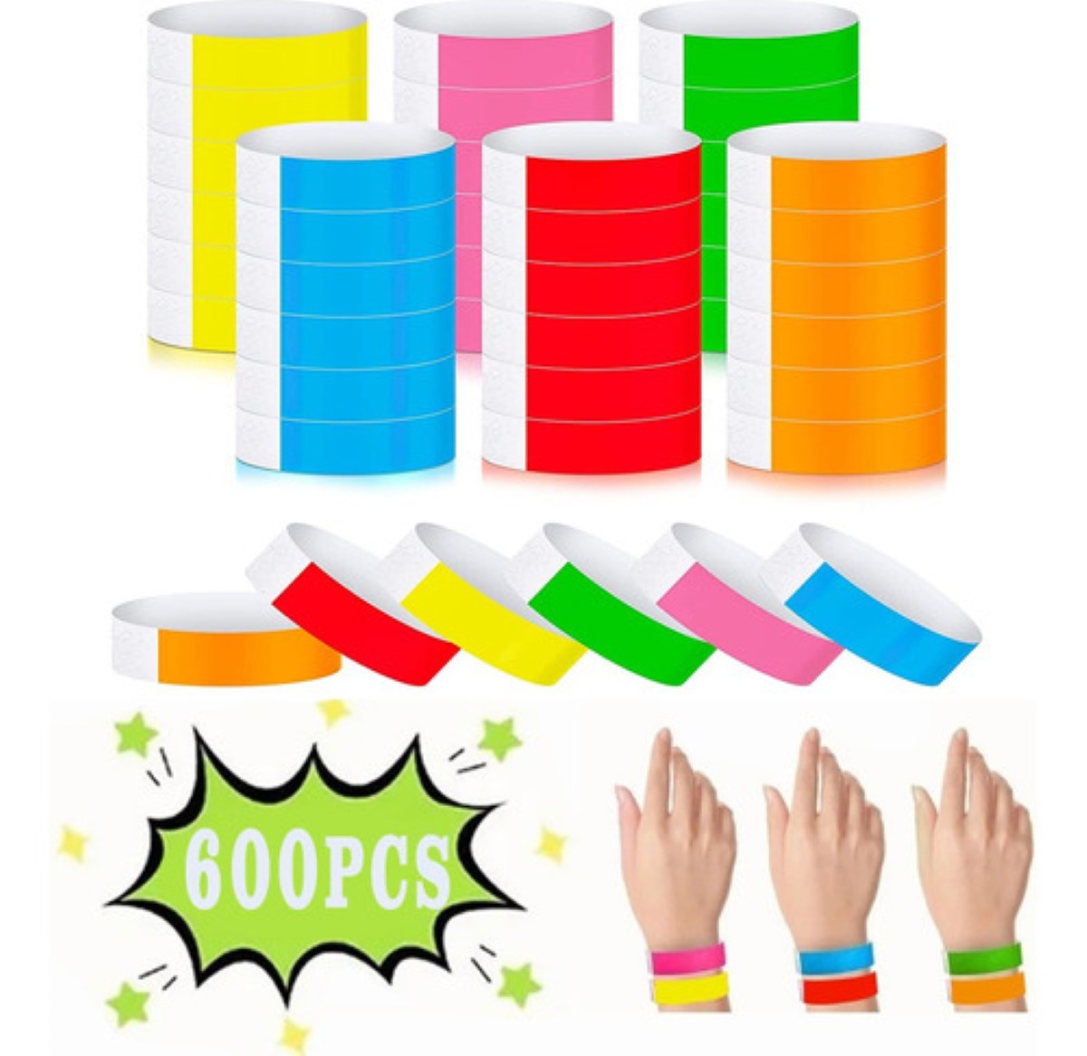 Pulsera De Papel/identificación Para Eventos Pulseras 600pcs MULTICOLOR
