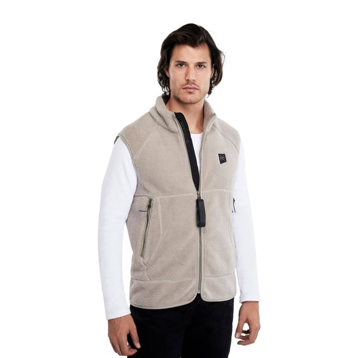 Chaleco Next & Co de polar fleece para hombre, color beige, mod. 1090528