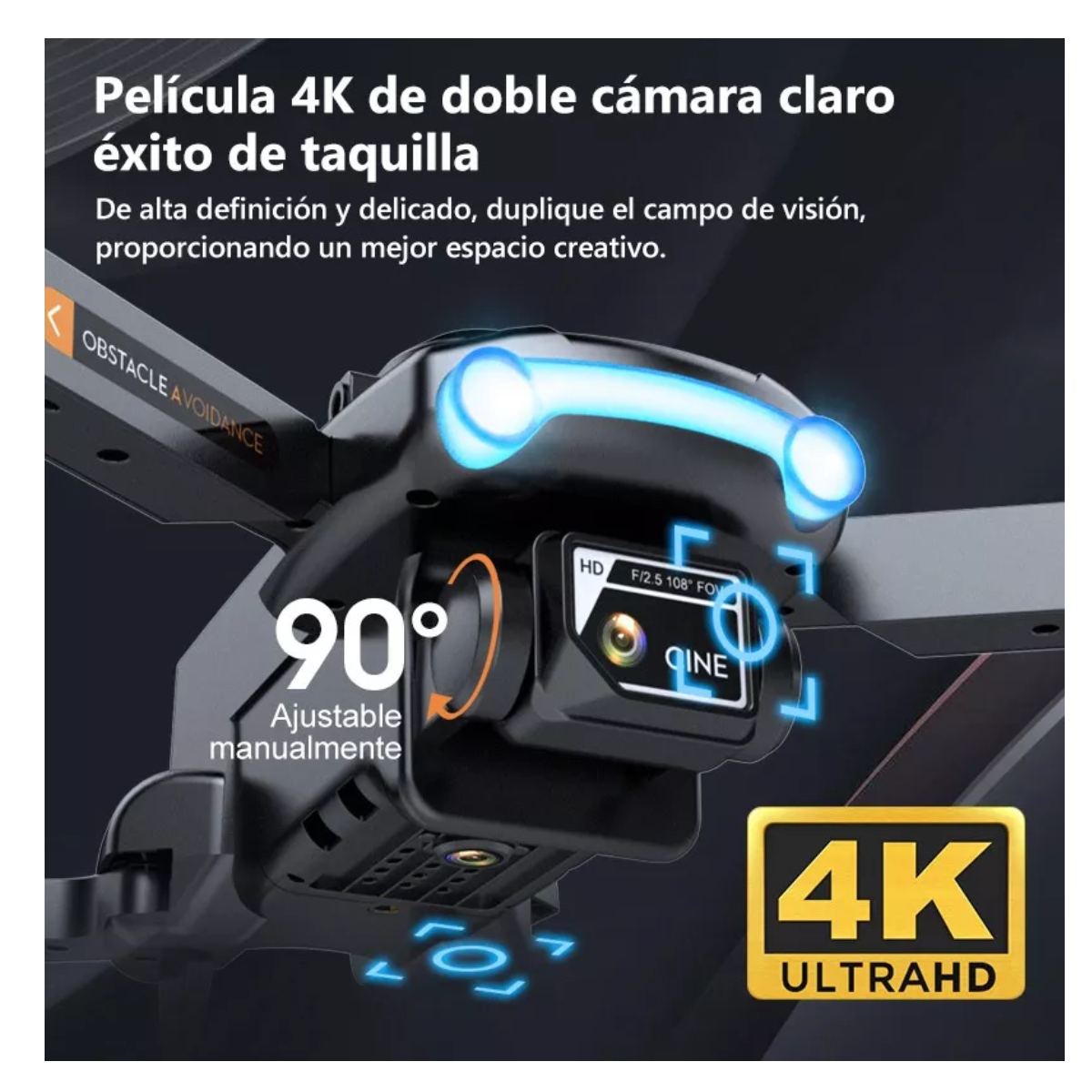Drone A Control Remoto Xt2 Wifi Con Cámara 4k Hd/3 Baterías