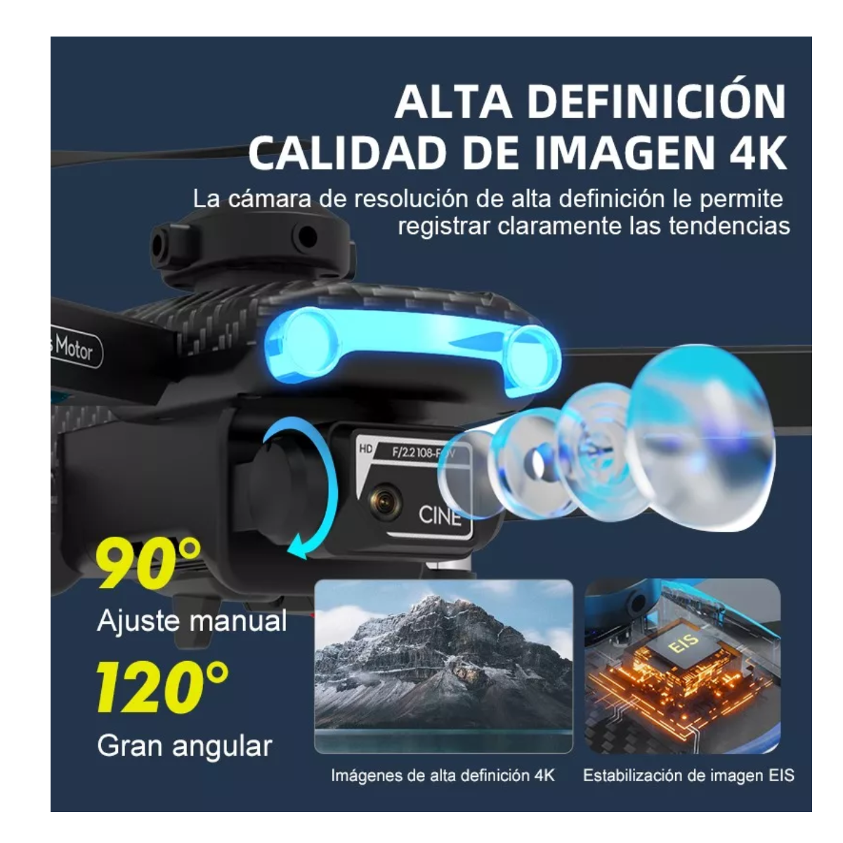 Drone Xt204 De Motor Doble Sin Escobillas 4k Hd/4 Baterías