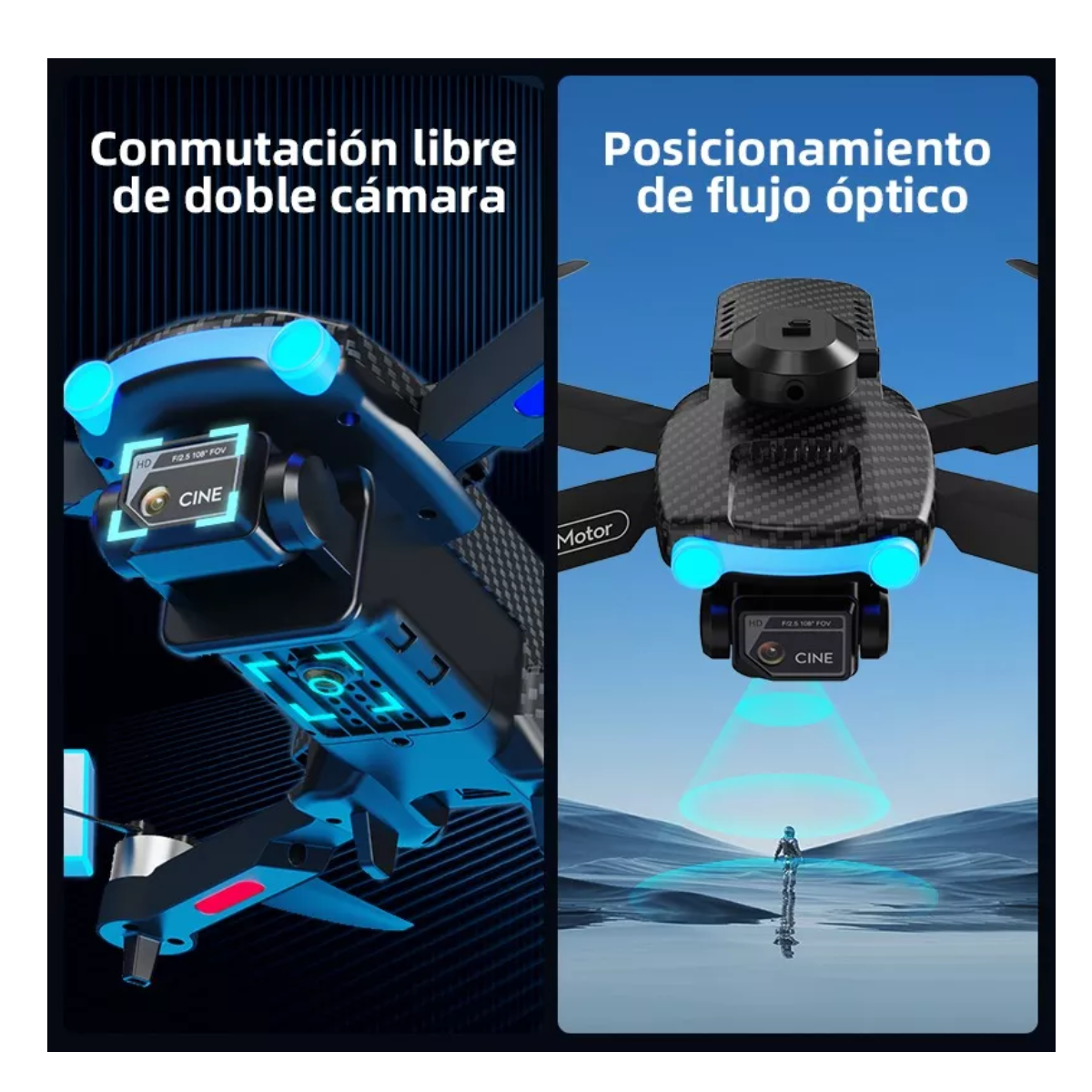 Drone Xt204 De Motor Doble Sin Escobillas 4k Hd/4 Baterías