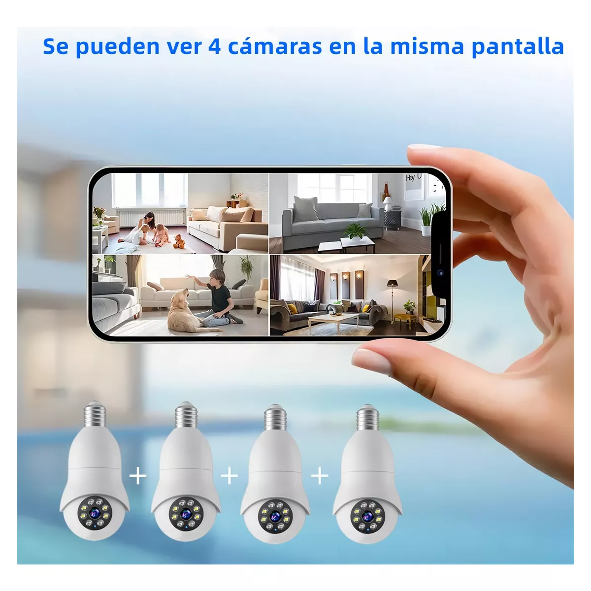 Par Cámara De Seguridad Wifi Hd 1080p E27 Foco 360 Alarma 2pieza
