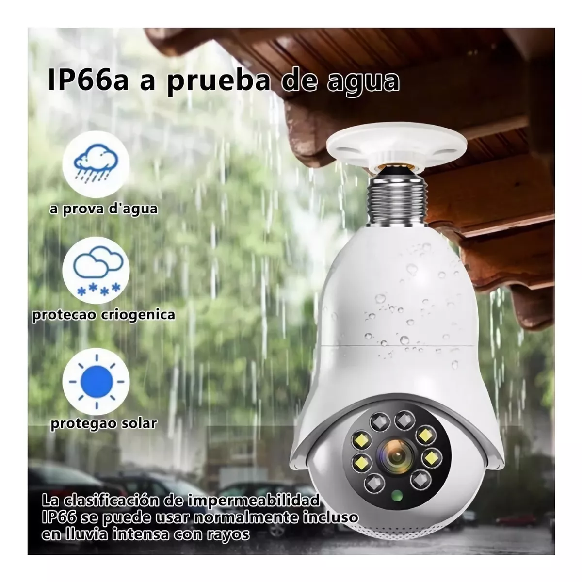 Par Cámara De Seguridad Wifi Hd 1080p E27 Foco 360 Alarma 2pieza