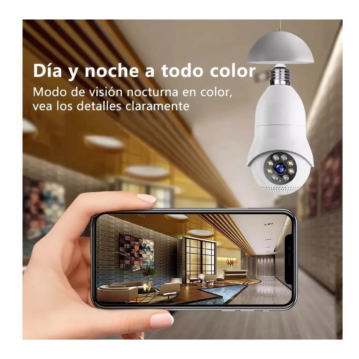 Par Cámara De Seguridad Wifi Hd 1080p E27 Foco 360 Alarma 2pieza