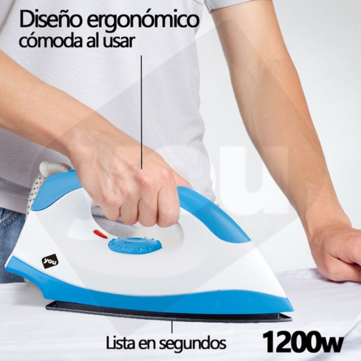 Plancha Para Ropa En Seco Plana Antiadherente Color Blanco Con Azul