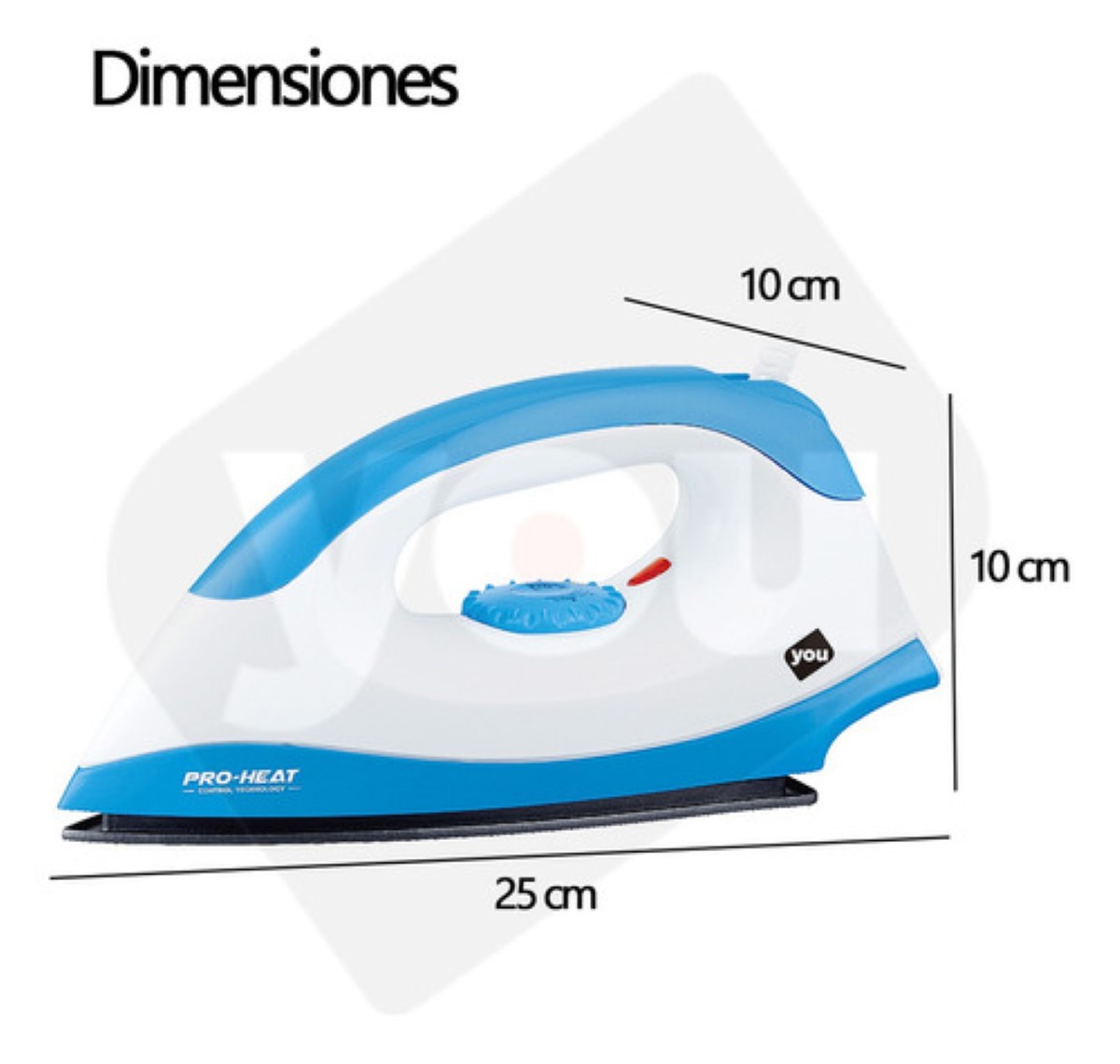 Plancha Para Ropa En Seco Plana Antiadherente Color Blanco Con Azul