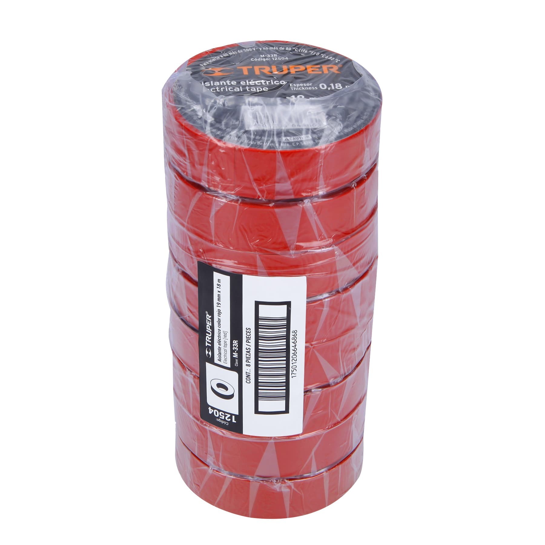 CINTA DE AISLAR DE 18 M X 19 MM, ROJA, TRUPER 12504