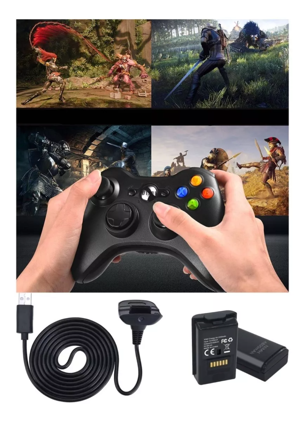 Kit Bateria Cargador Cable Carga Y Juega 4800mha Xbox 360