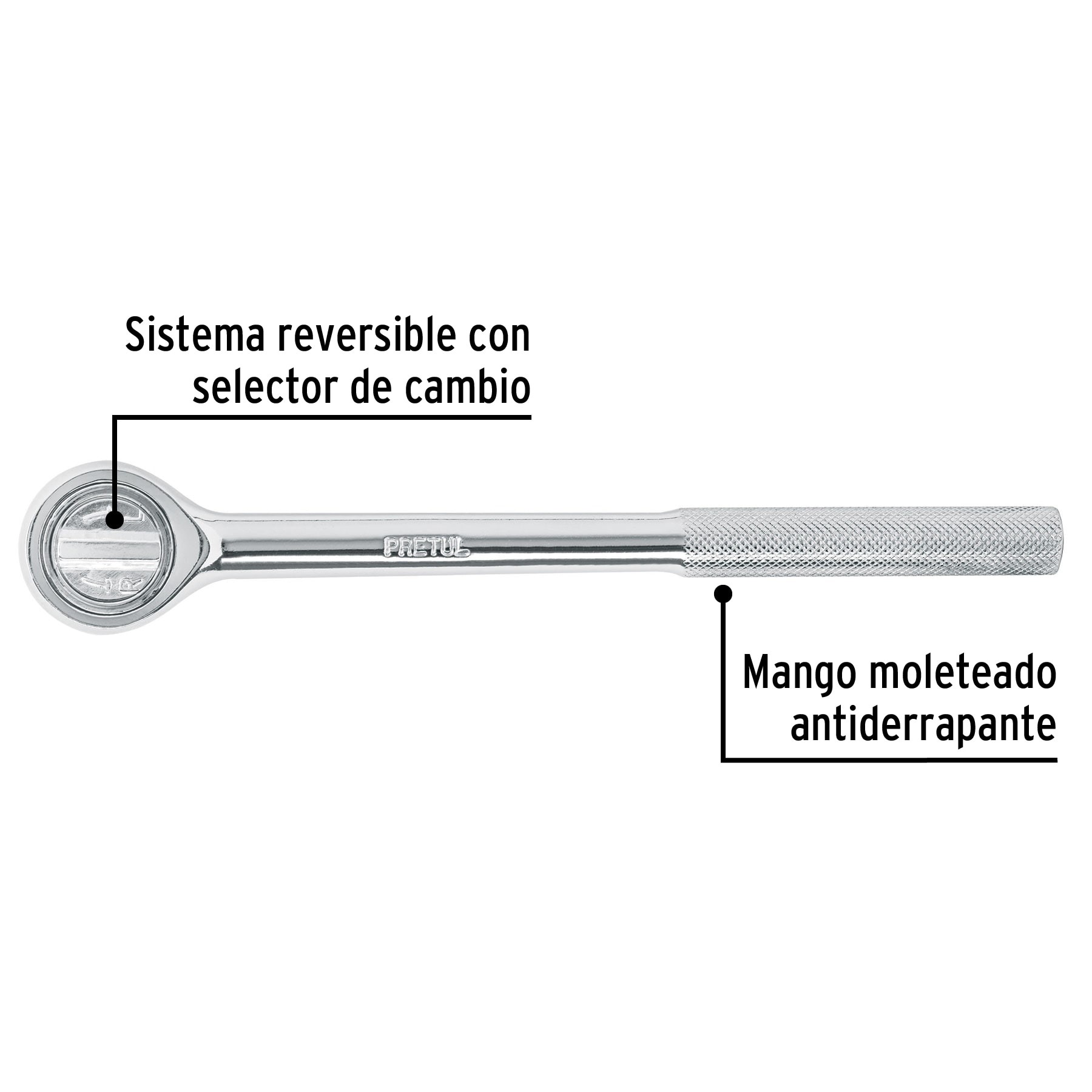 MATRACA CUADRO 1/2" CABEZA REDONDA, PRETUL 21150