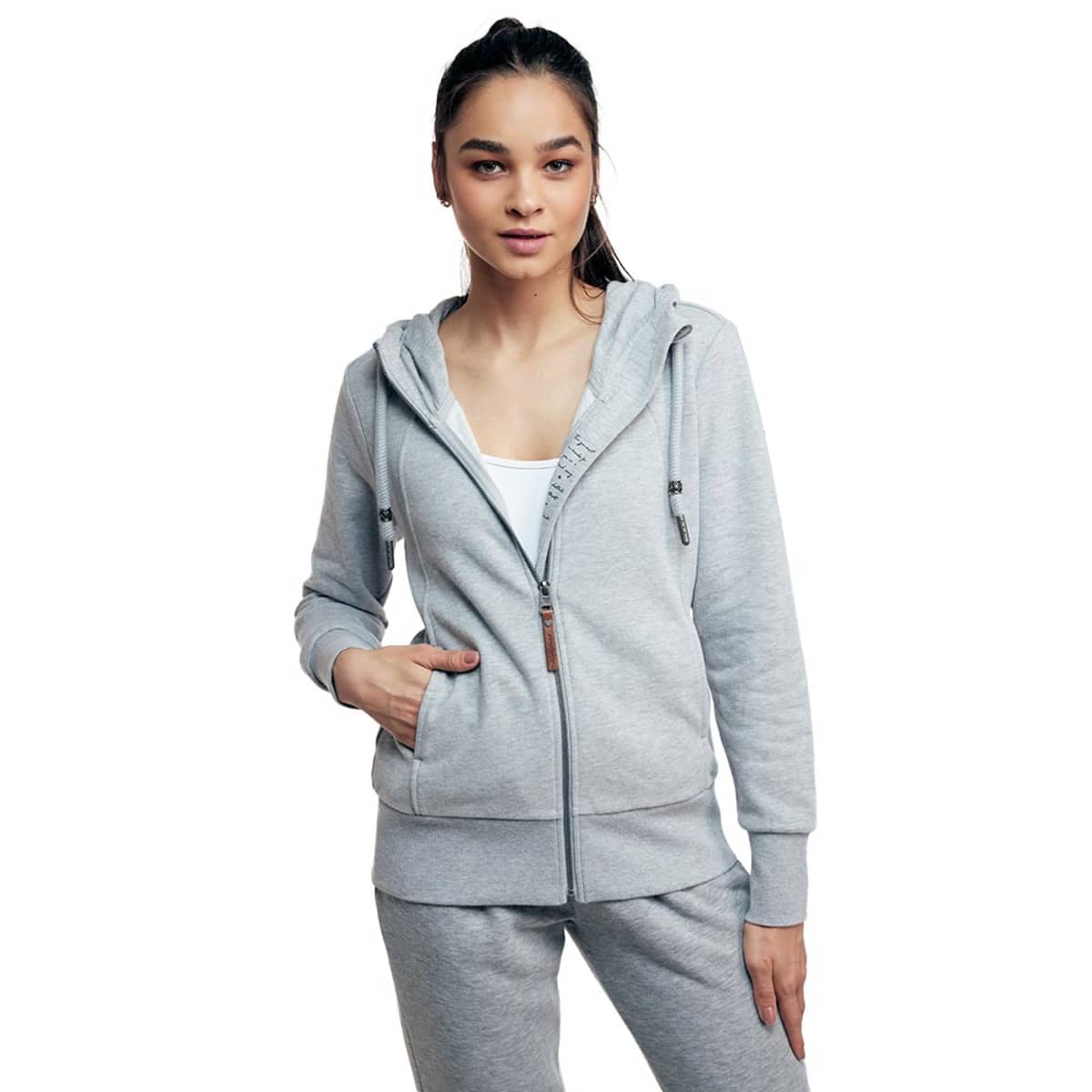 Sudadera básica de mujer con capucha, color gris, marca Holly Land, mod. 999135