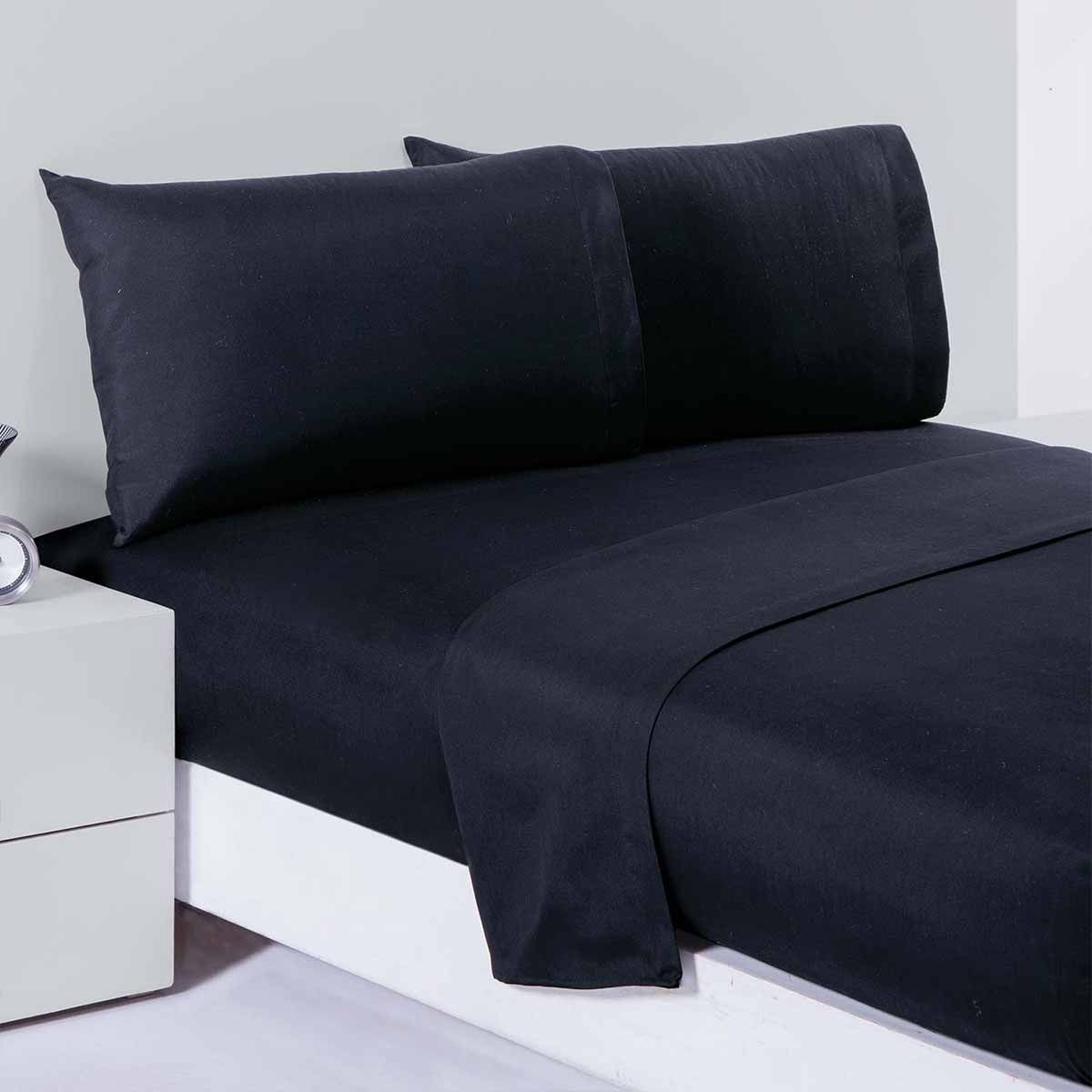 Juego de Sábana de Bambú Negra Matrimonial