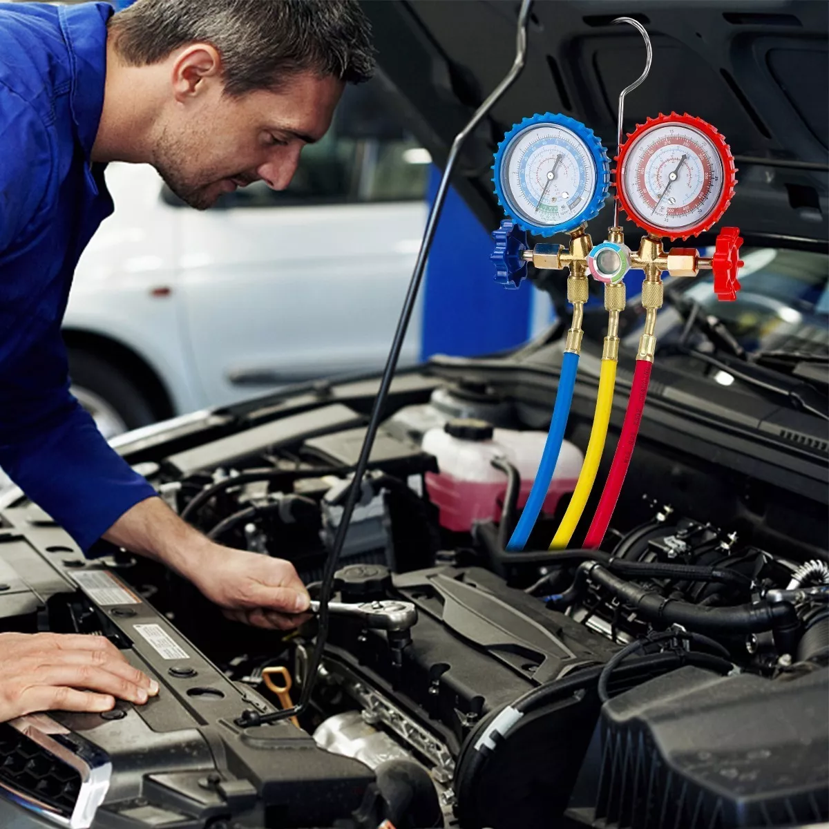 Kit Juego Manometros Refrigeracion Manifold 3 Vías 0-800mpa