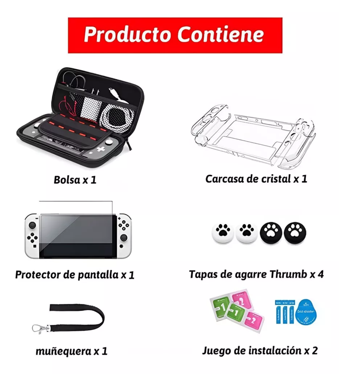 Juego De Nintendo Switch Funda Protectora Y Bolsa Mica Oled.