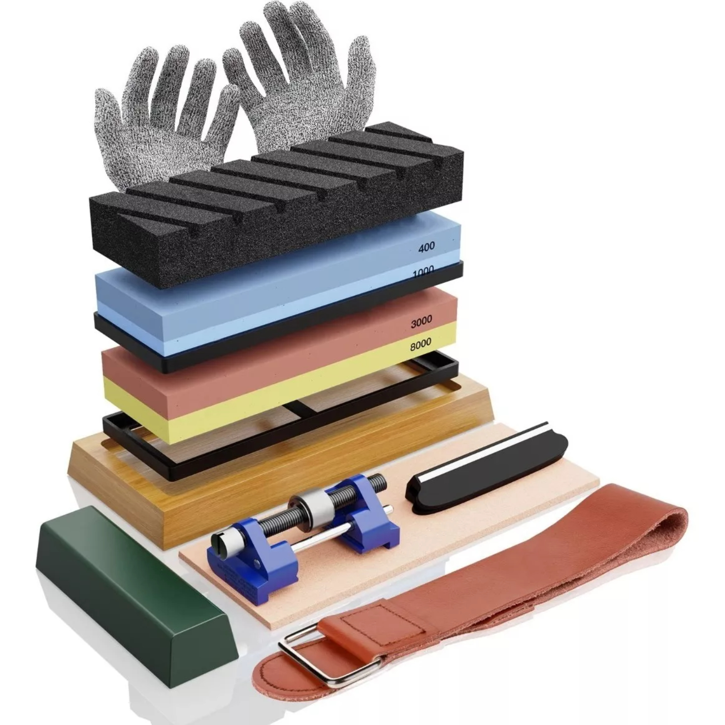 400/1000 3000/8000 Juego De Piedra Afilar Doble 13 En 1