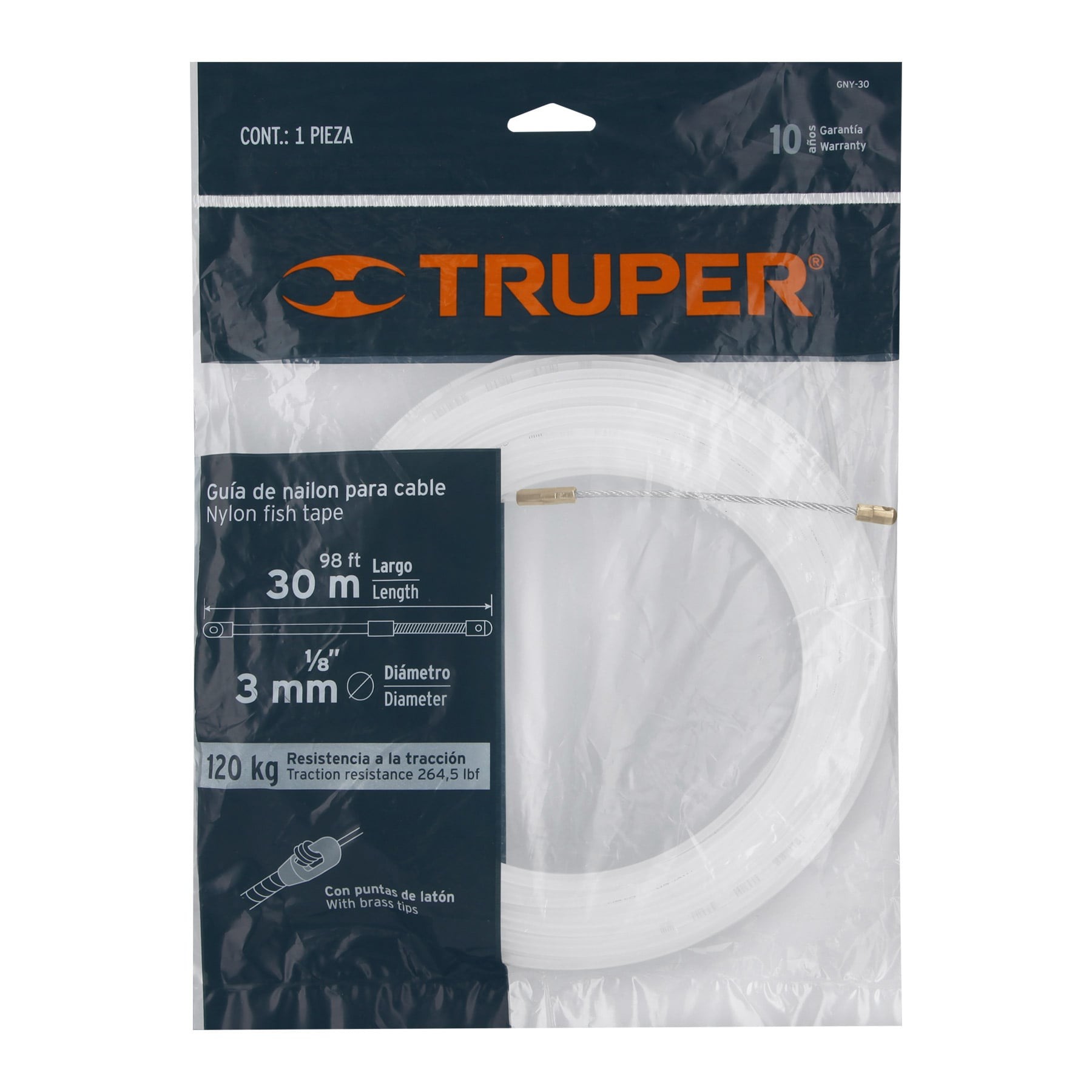 GUÍA DE NYLON DE 30 M PARA CABLE, TRUPER 17758