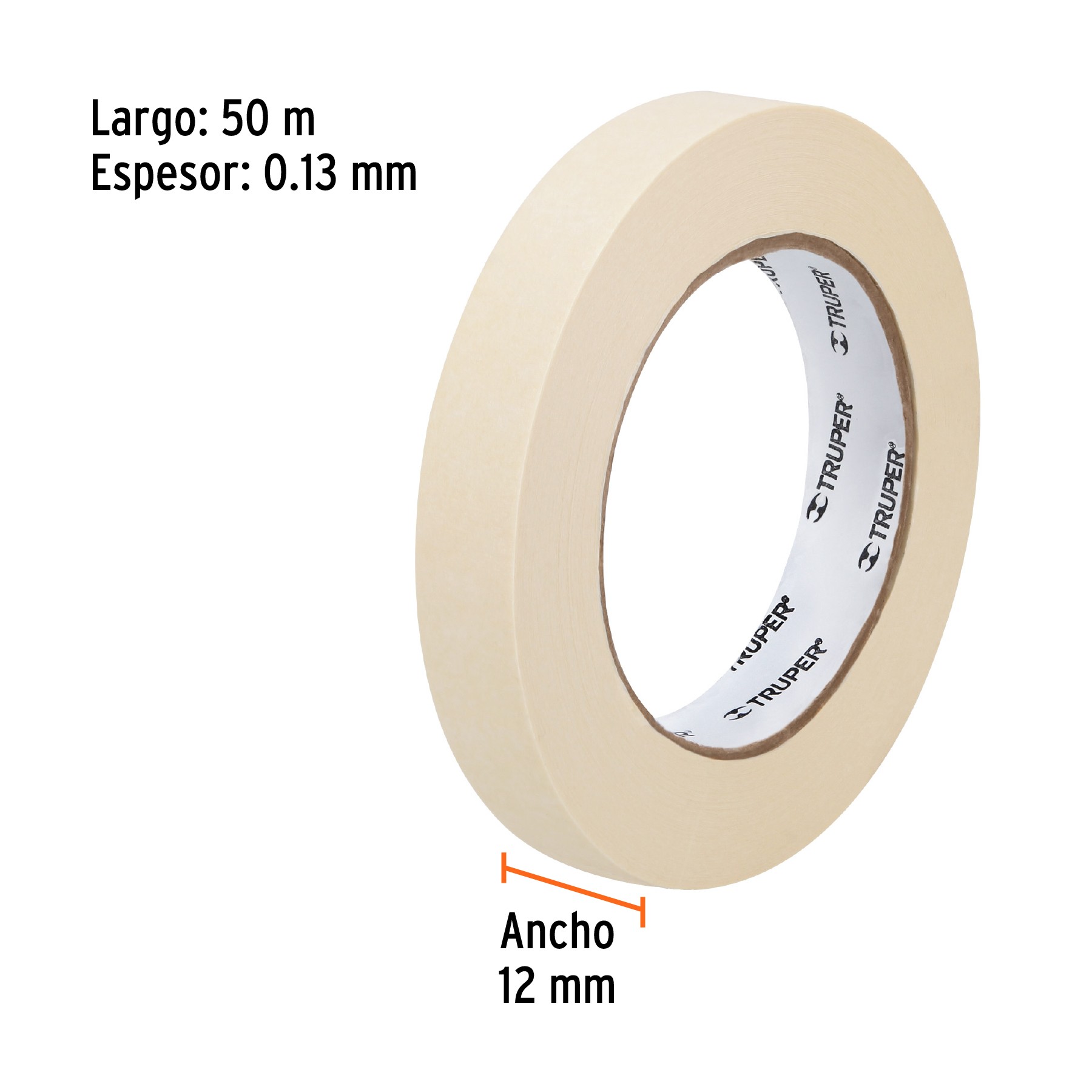 CINTA MASKING TAPE DE 1/2" X 50 M, TRUPER 12589