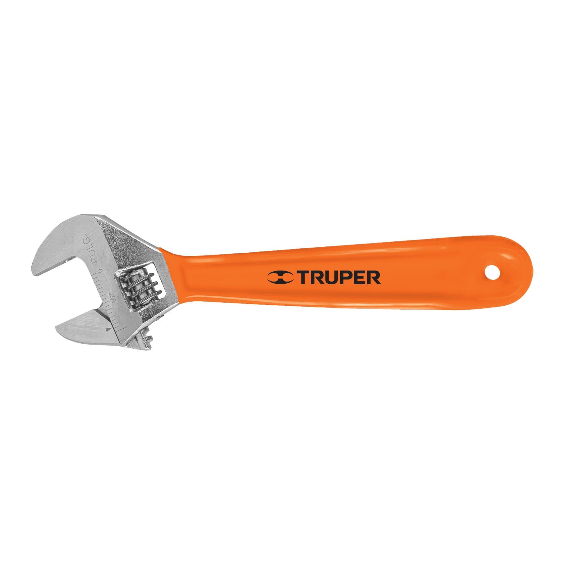LLAVE AJUSTABLE (PERICO) 8" CROMADA MANGO DE PVC, TRUPER 15510