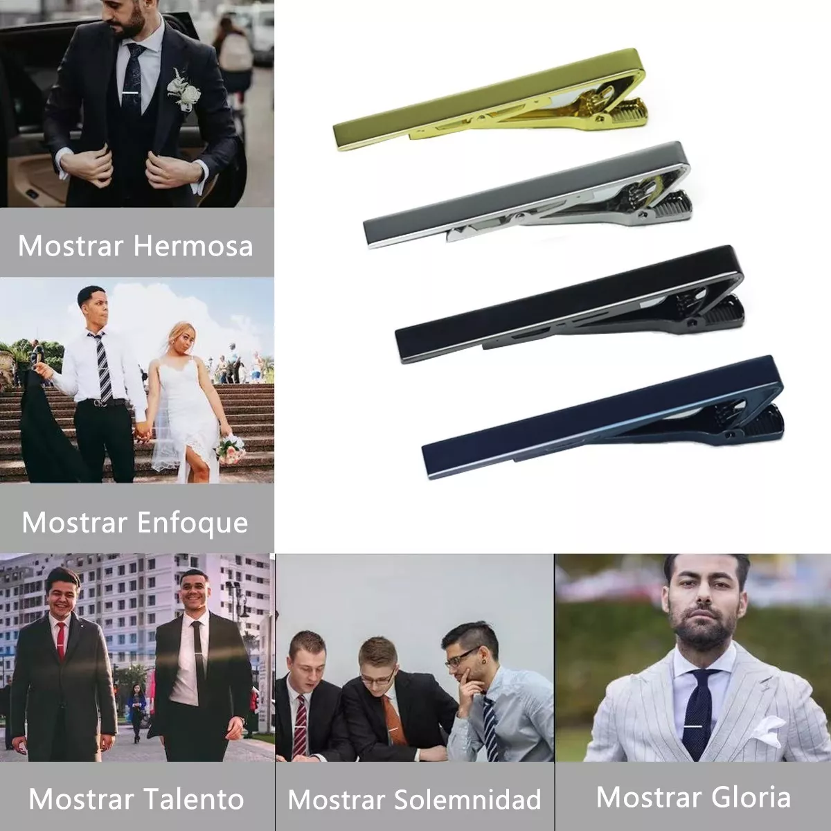 Juego Pisa Corbatas Diseño Elegante Clip Boda Trabajo 4 Pzas