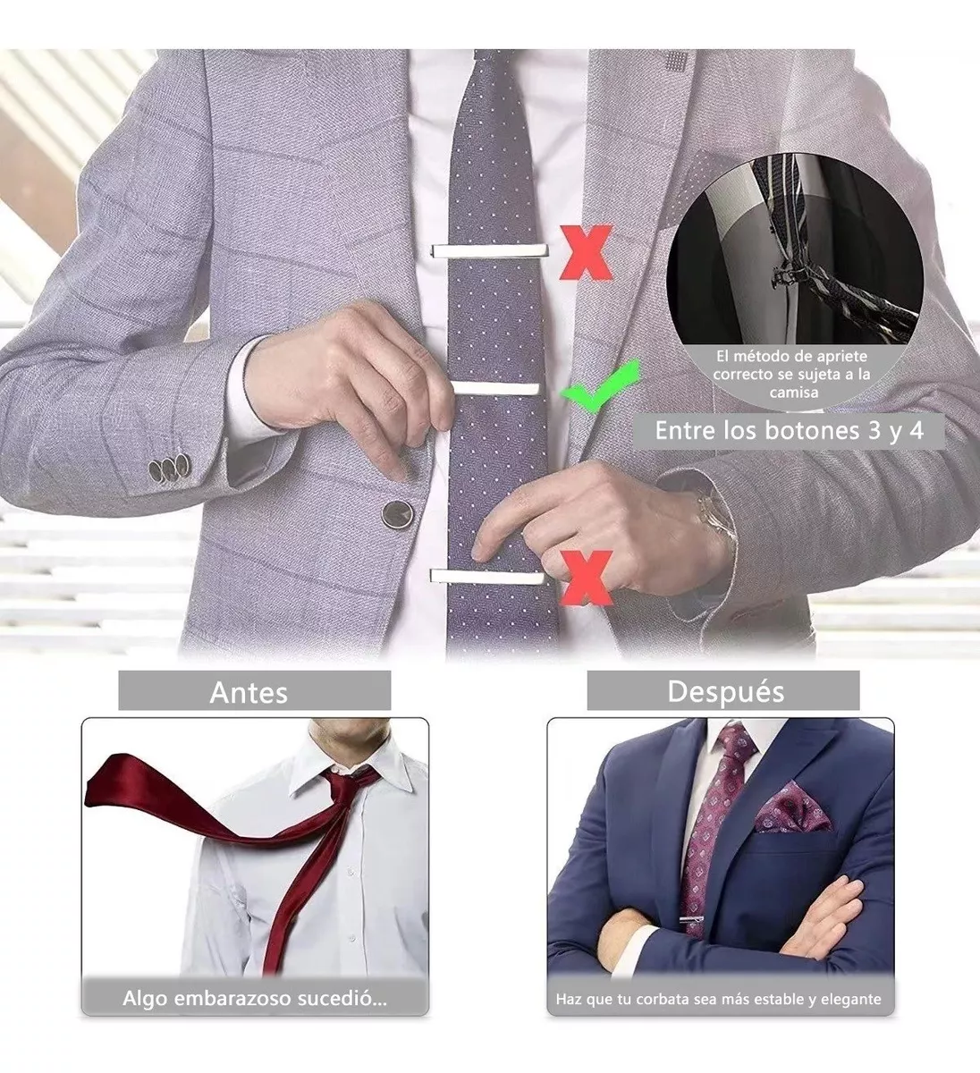 Juego Pisa Corbatas Diseño Elegante Clip Boda Trabajo 4 Pzas